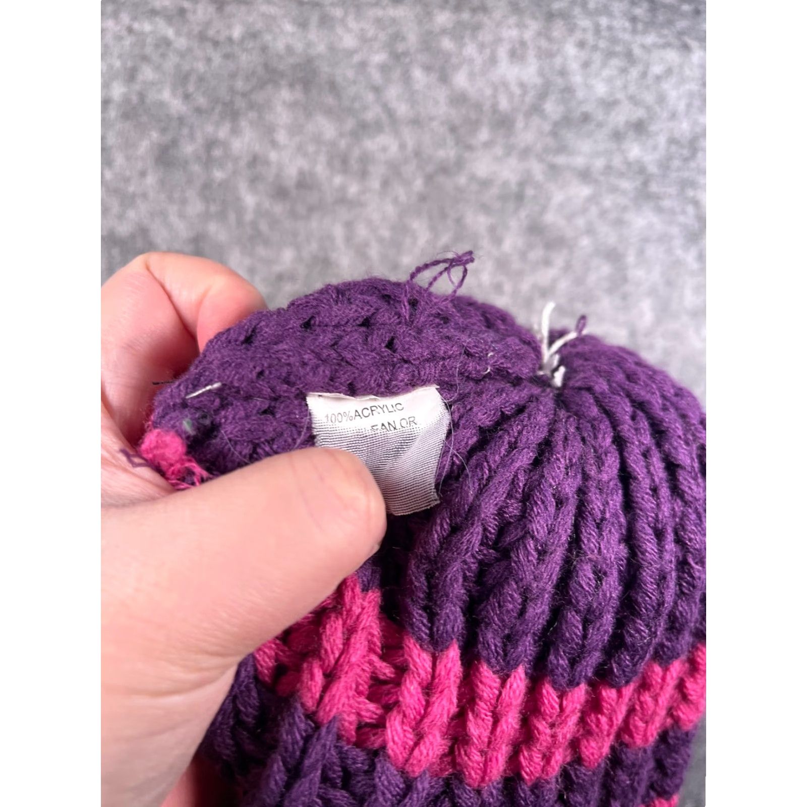 Vintage VINTAGE Beanie Womens Knit Hat Adult One Size Purple Pink Striped Winter Ski Accessories Size ONE SIZE - 8 Thumbnail
