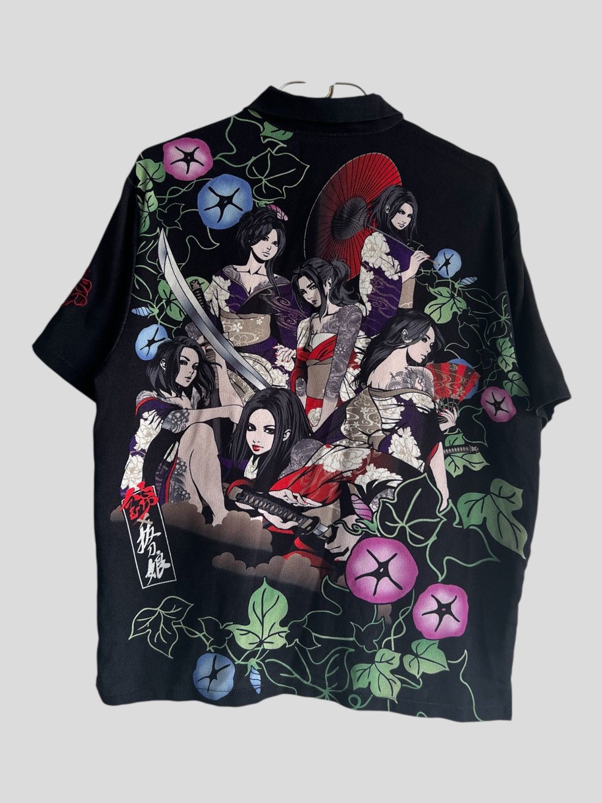 Karakuri Tamashii 🇯🇵 Traditional Geisha Yakuza Sakura Motif Camp Collar Shirt Size US XL / EU 56 / 4 - 2 Thumbnail