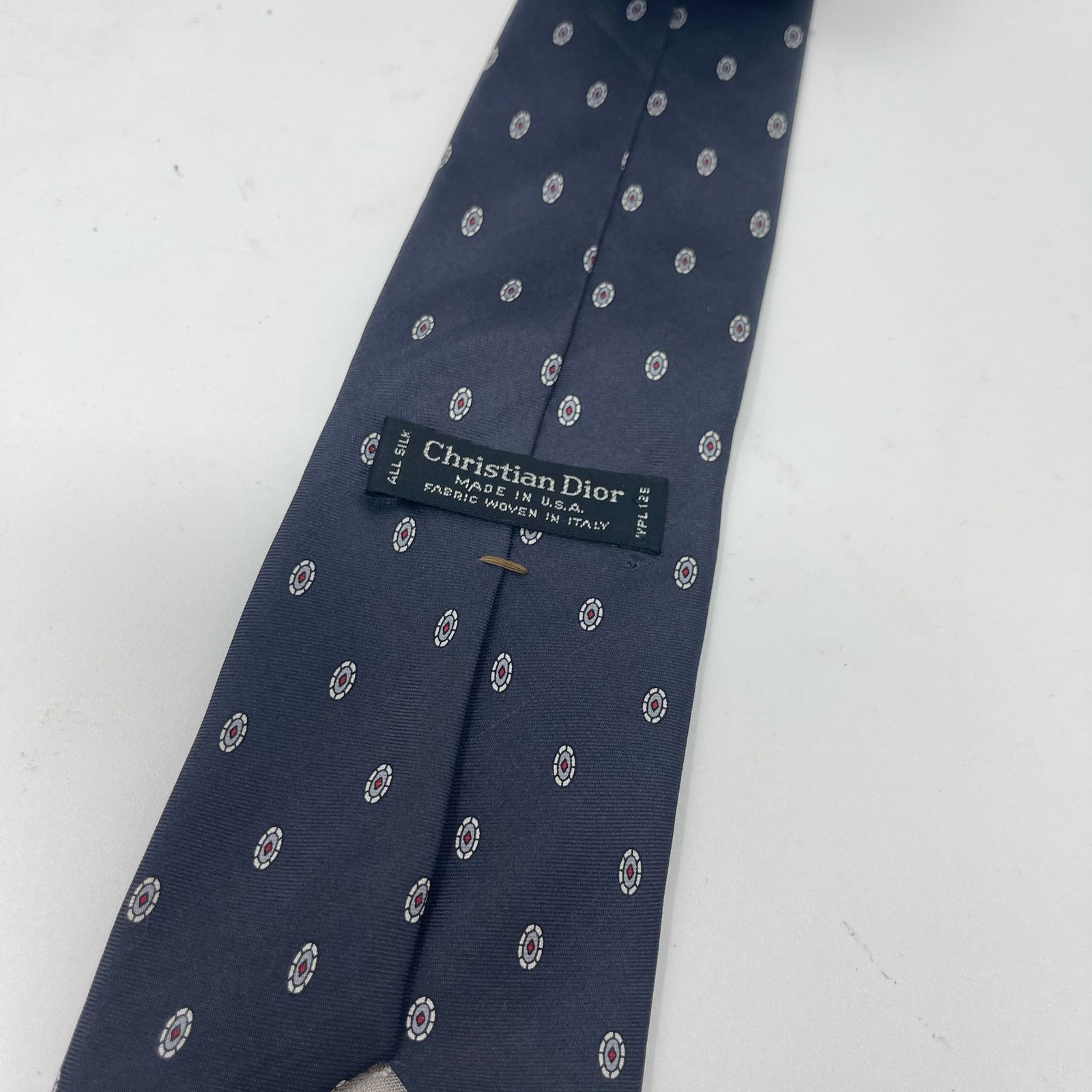 Dior Vintage Christian Dior silk tie in navy and silver Size ONE SIZE - 2 Thumbnail