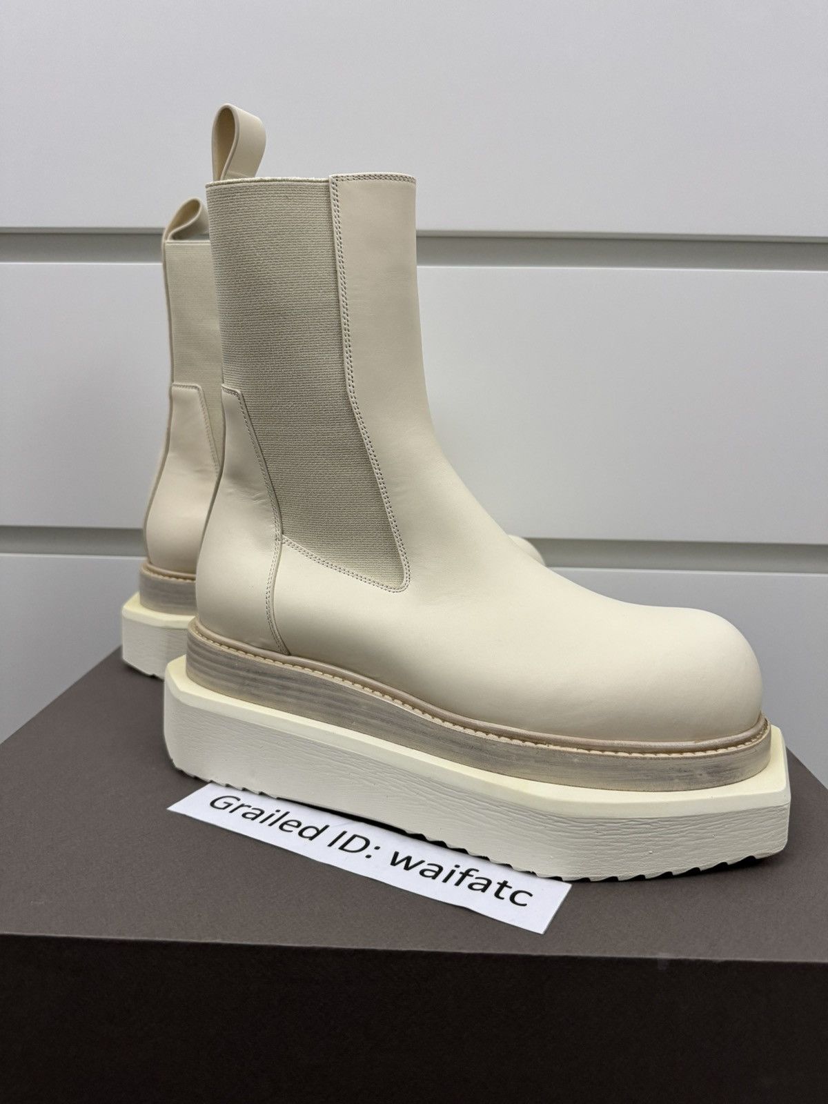 RICK OWENS MILK BEATLE TURBOCYCLOPS BOOTS