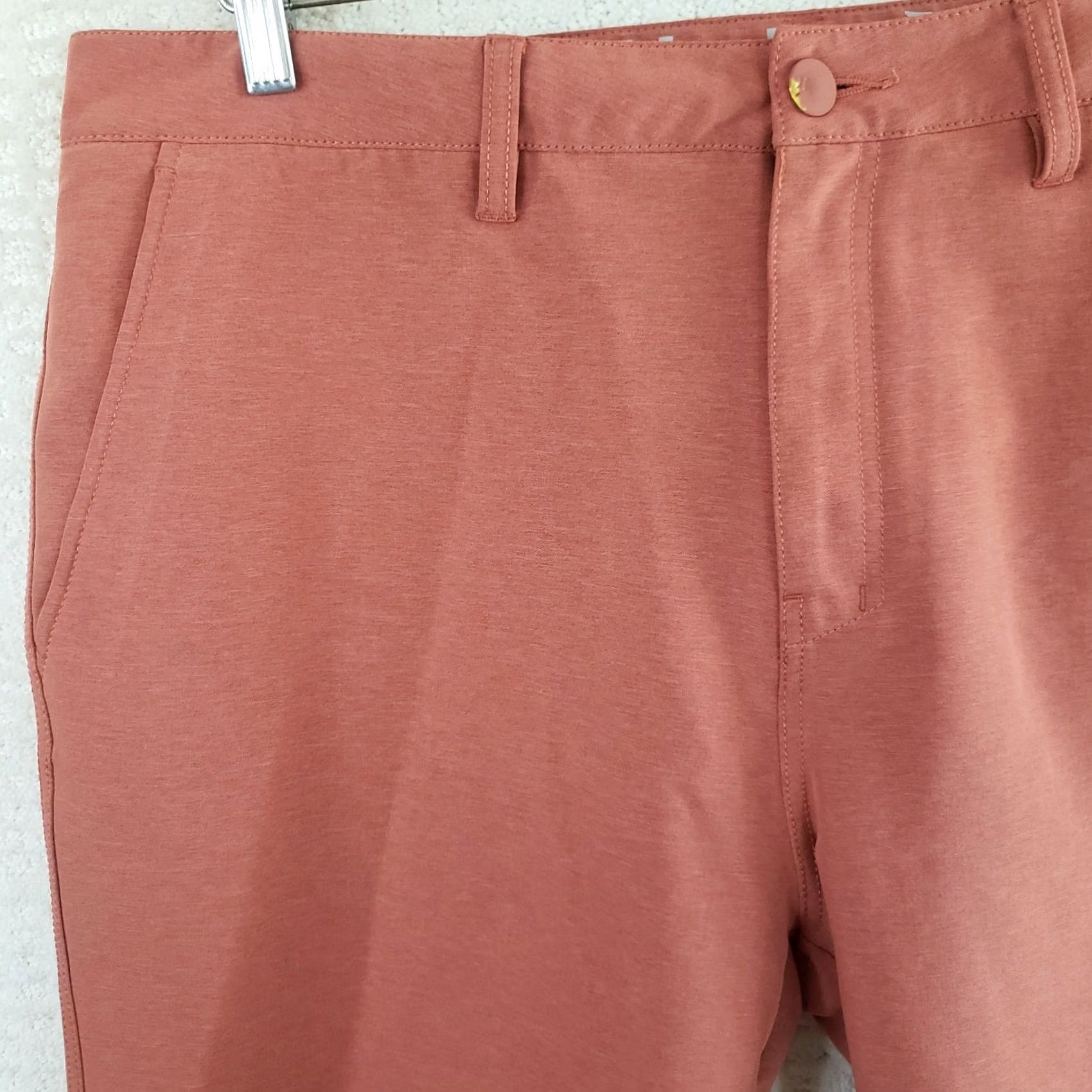 Hurley Hurley Men's Shorts Size 38x10 Coral Pink Belt Loops Pockets Polyester Elastane Casual, Travel Size US 38 / EU 54 - 2 Thumbnail
