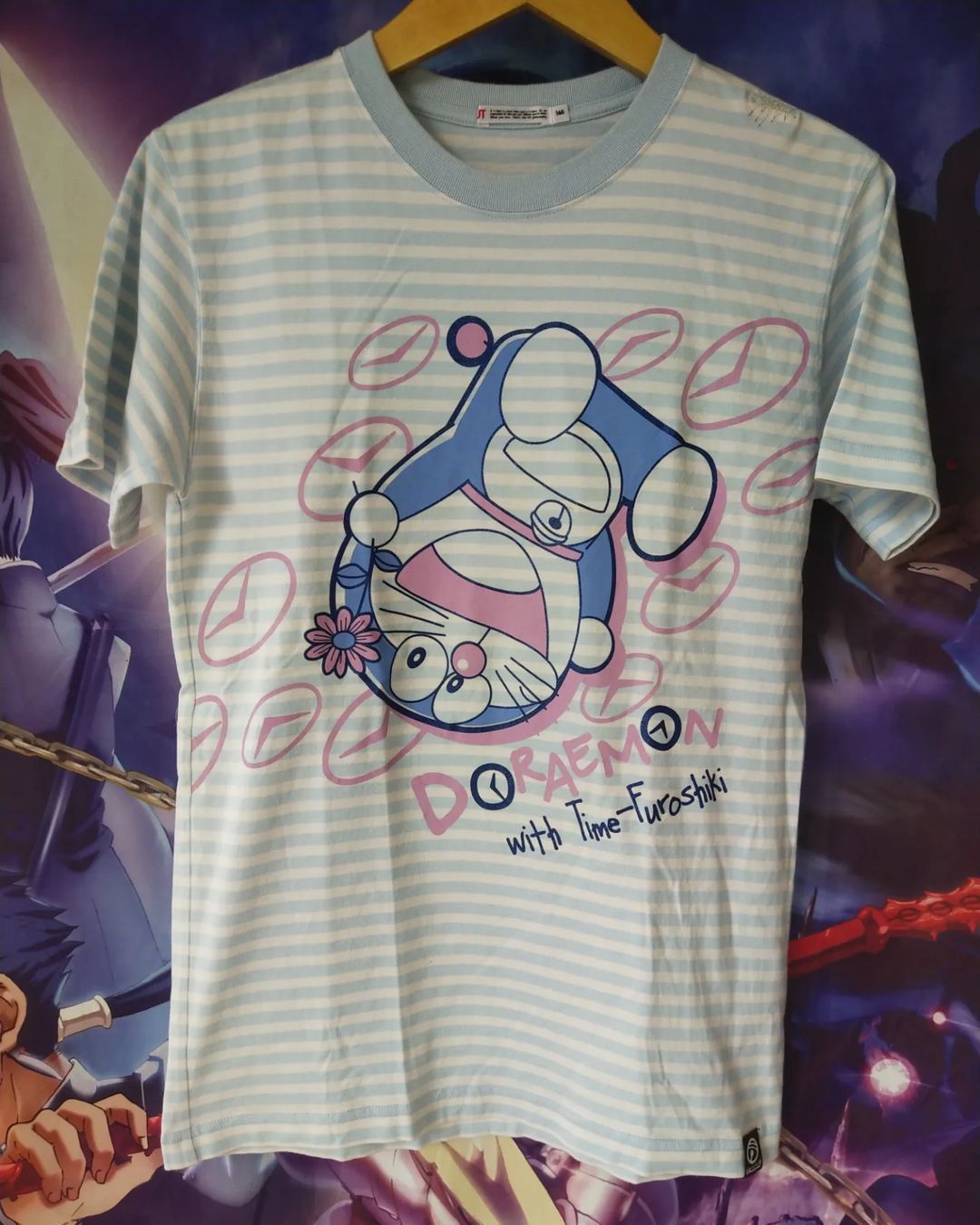 Anime × Japanese Brand × Uniqlo Doraemon x Uniqlo Big Print Stripes Blue Anime Tees Size US M / EU 48-50 / 2 - 1 Thumbnail