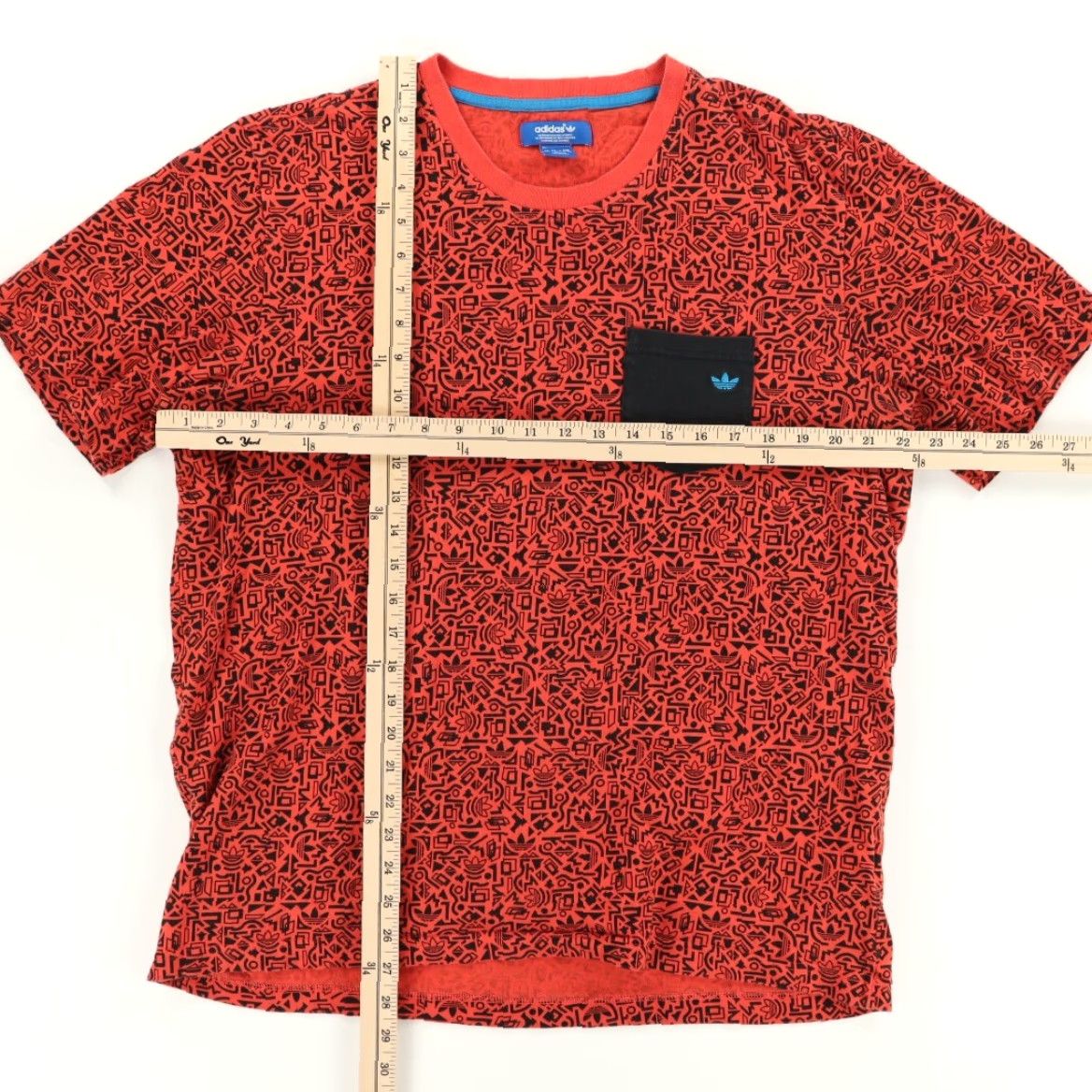 Adidas Adidas Pocket All Over Print T-Shirt Red Men XL Shirt Size US XL / EU 56 / 4 - 3 Thumbnail