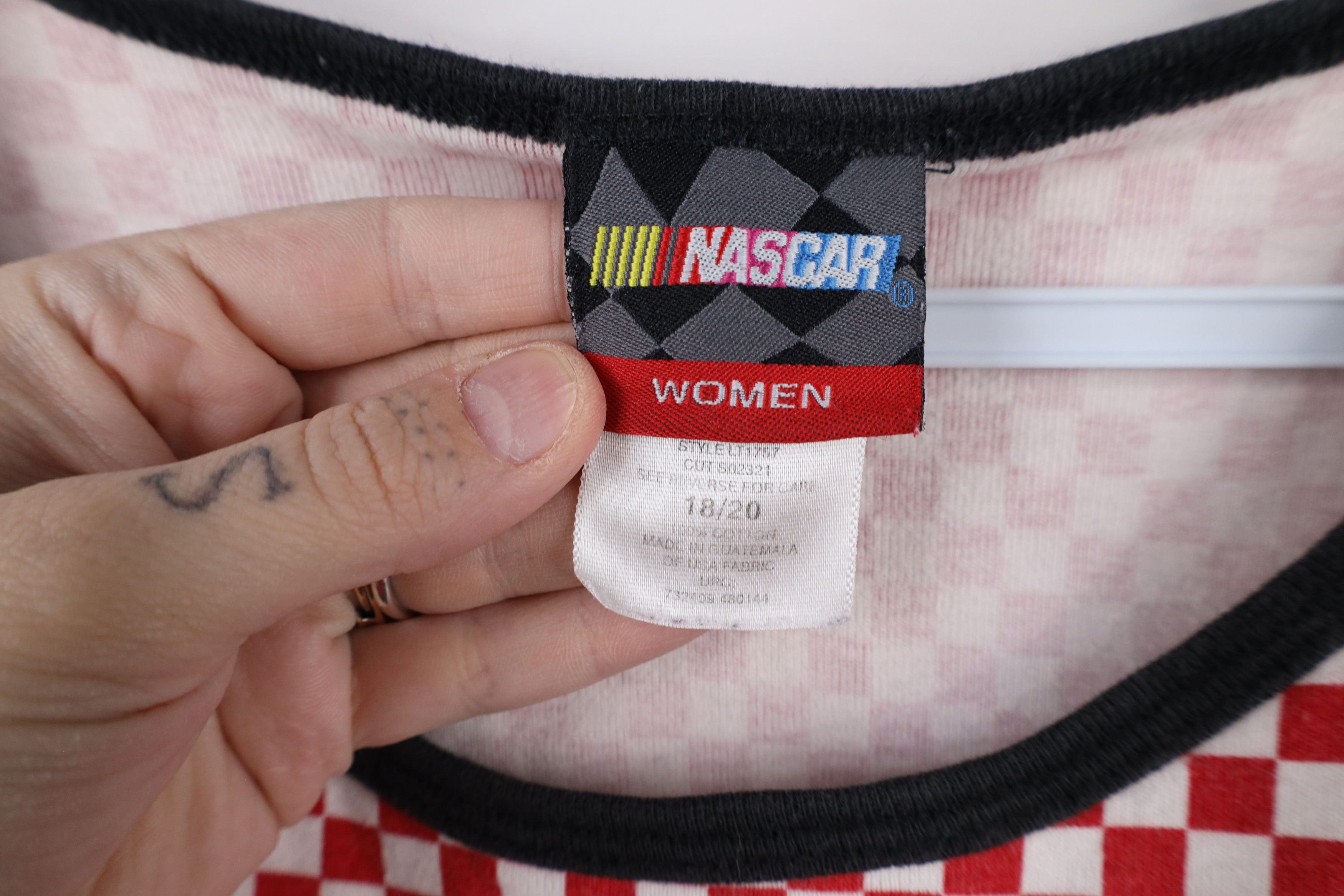 Vintage Vintage 90s Y2K NASCAR Checkered Sleeveless T-Shirt Cotton Size XXL / US 16-18 / IT 52-54 - 6 Thumbnail