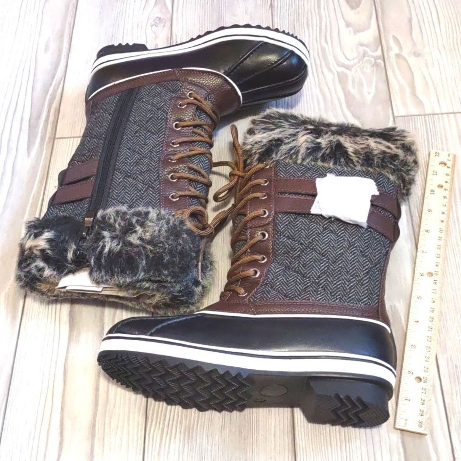 Other (B-1330) Womens Snow Boots Fuzzy Fur Warm Waterproof Size 5 Size US 5 / IT 35 - 2 Thumbnail