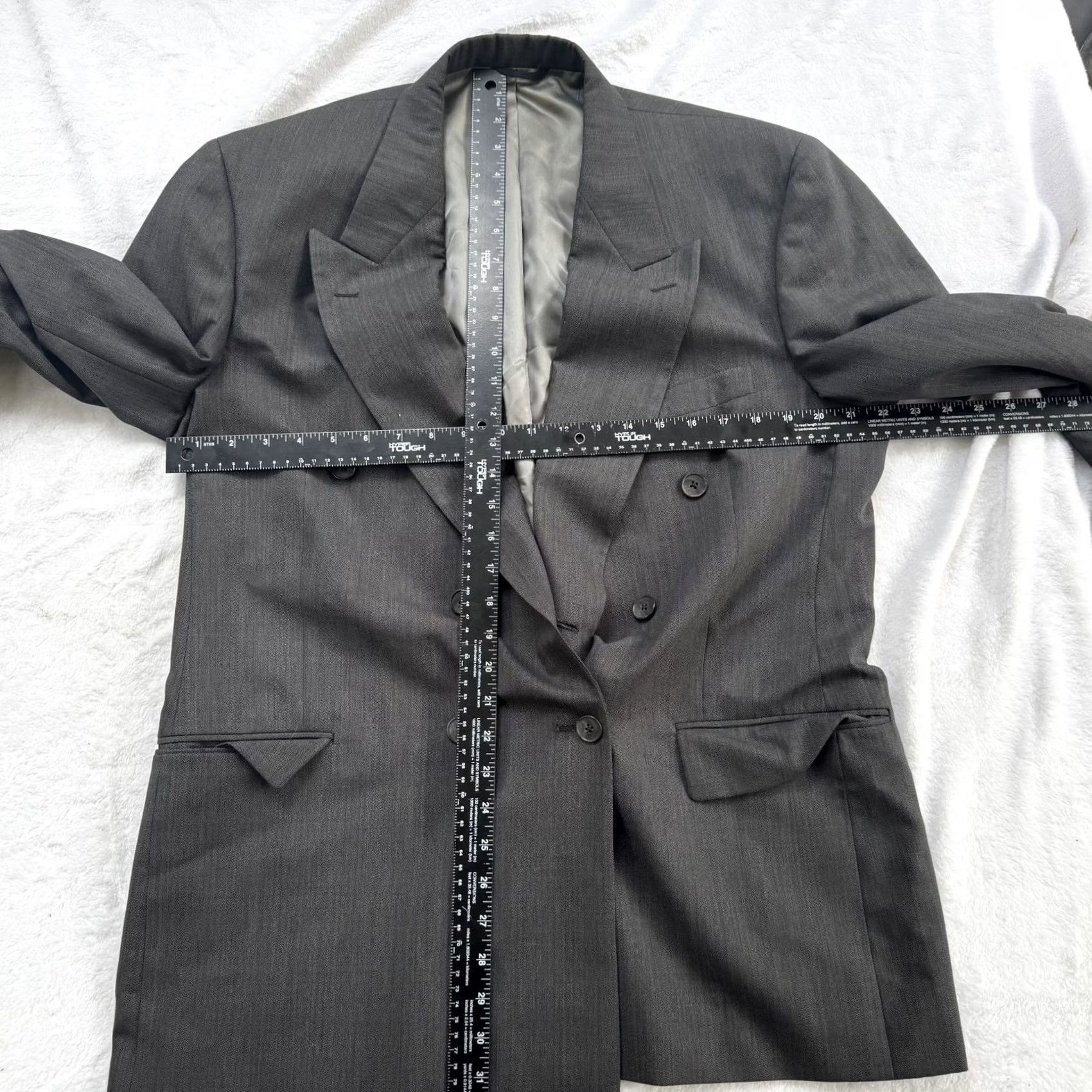 Perry Ellis Perry Ellis Portfolio Blazer Mens Large Gray Double Breasted Wool 2 Piece Jacket Macy’s Size 42R - 4 Thumbnail