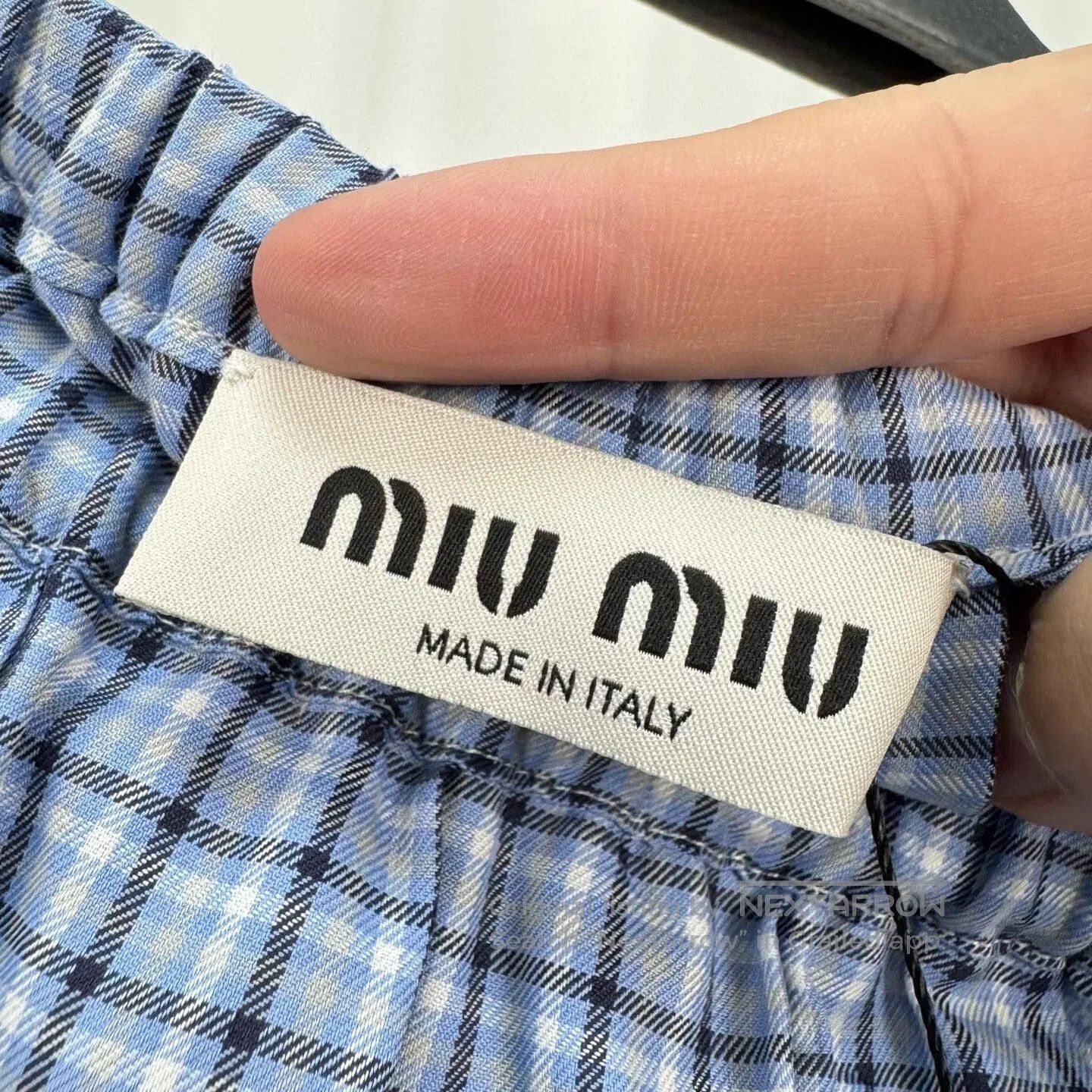 Miu Miu Miu Miu Blue Check Pleated Skirt. Size 37" - 5 Thumbnail