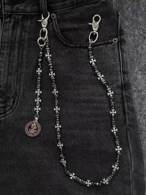 Jewelry Metal Cross Wallet Chain,Y2K Jeans Chain,Gothic Pants Chain Size ONE SIZE - 5 Thumbnail