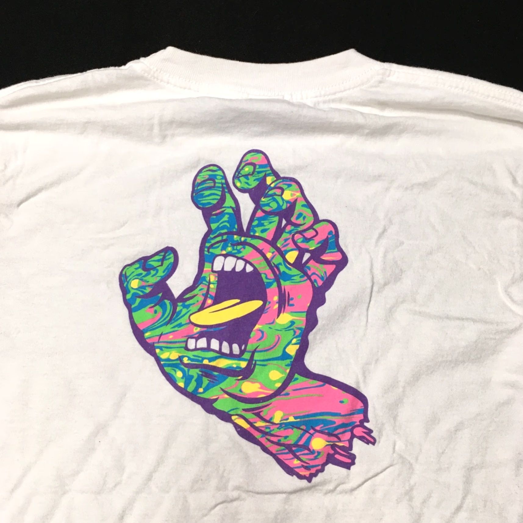 Vintage Santa Cruz SCREAMING HAND Shirt Graphic SMALL White Men XS Socks? Size US S / EU 44-46 / 1 - 2 Thumbnail