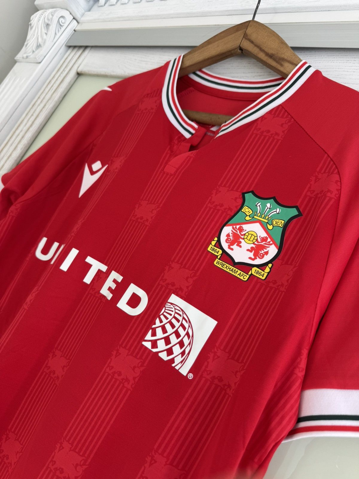 Macron Davies #7 Wrexham 2023-2024 Home Soccer Jersey Football Kit Size US L / EU 52-54 / 3 - 8 Thumbnail