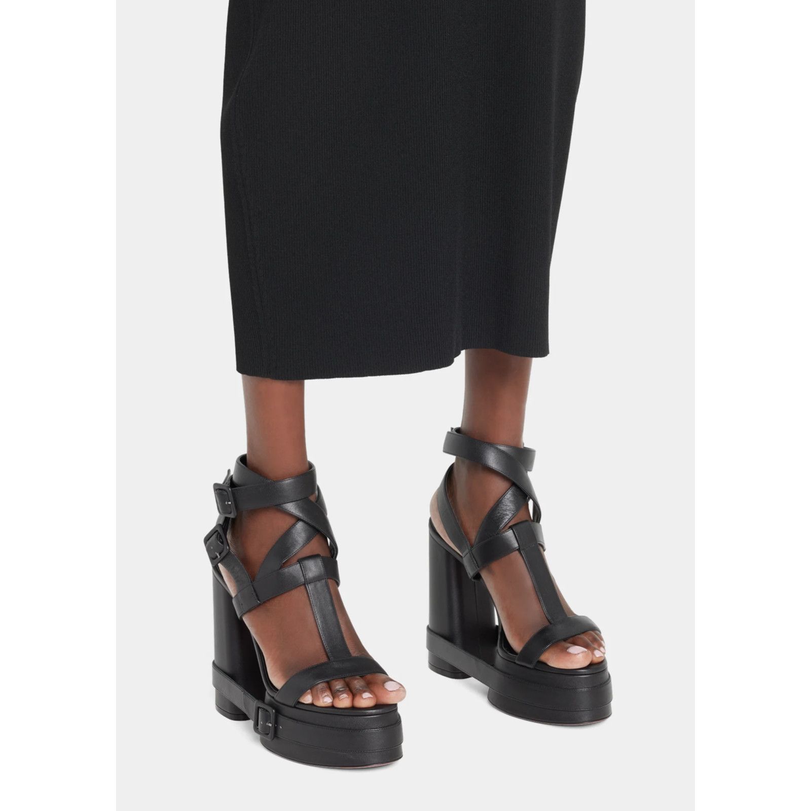 Christian Louboutin Yazefatt Strap 130 Black Platform Bloc Heel Sandal Pump 37.5 Size US 7.5 / IT 37.5 - 3 Thumbnail