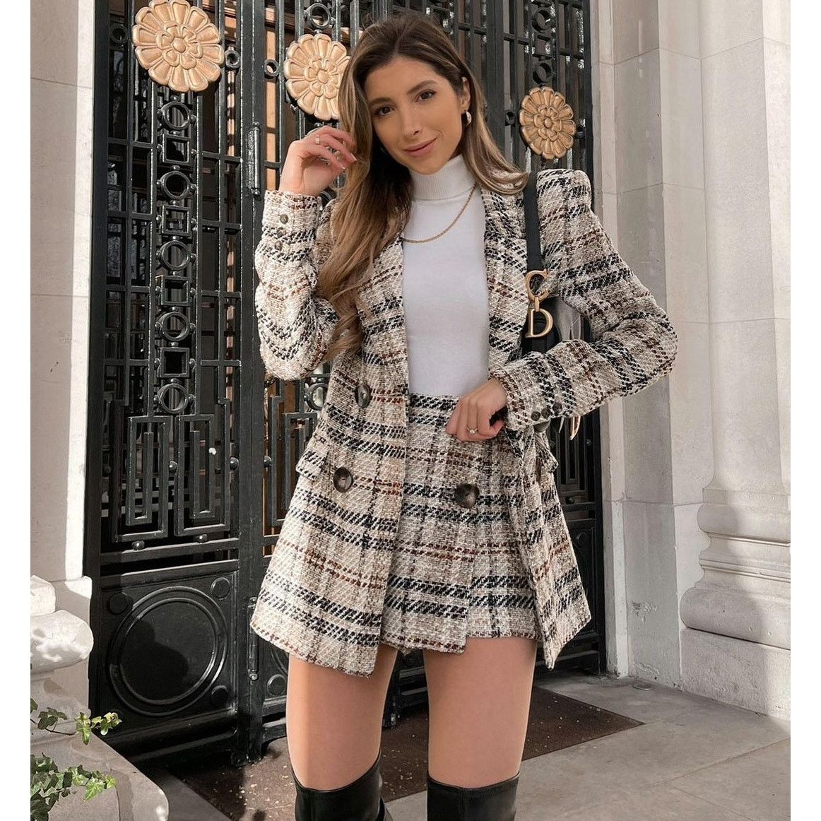 Zara ZARA Wool-Blend Double Breasted Plaid Blazer NWT Size L / US 10 / IT 46 - 13 Thumbnail