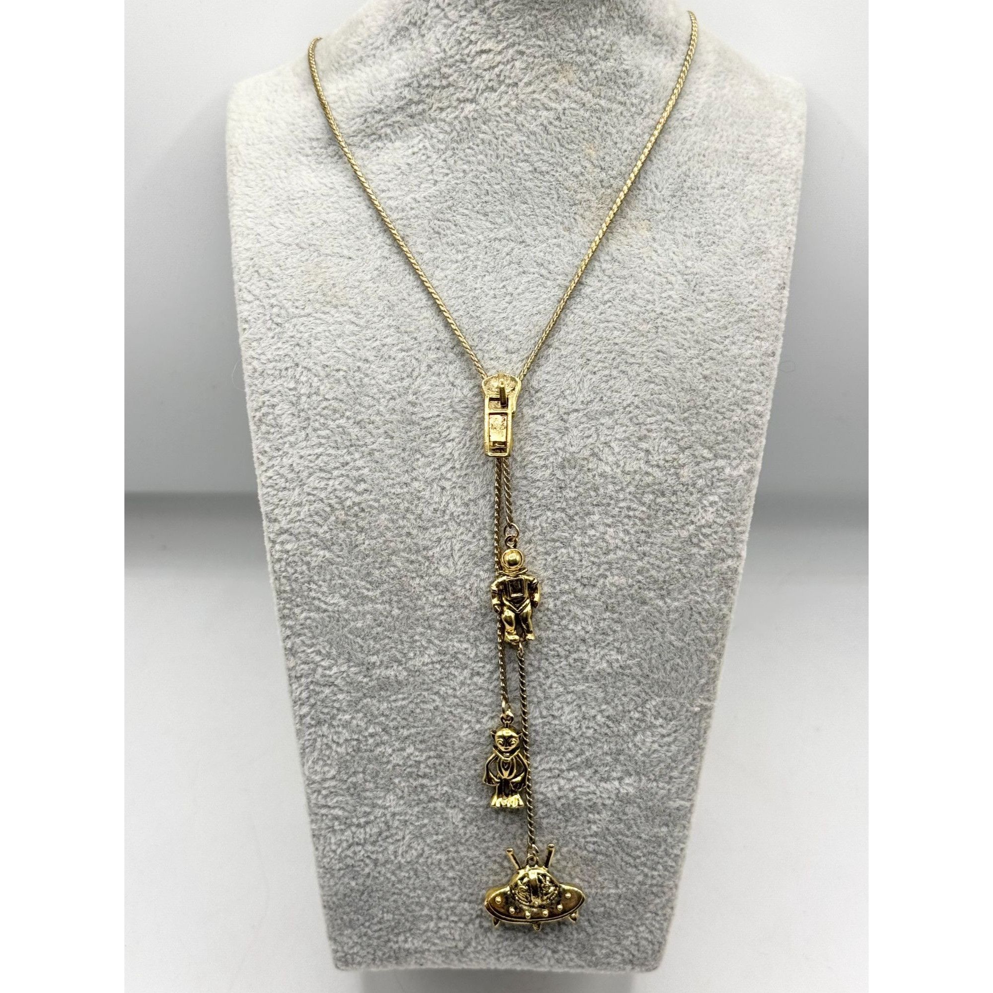 Other Gold Zipper Alien Tassel Charm Necklace Size ONE SIZE - 5 Thumbnail