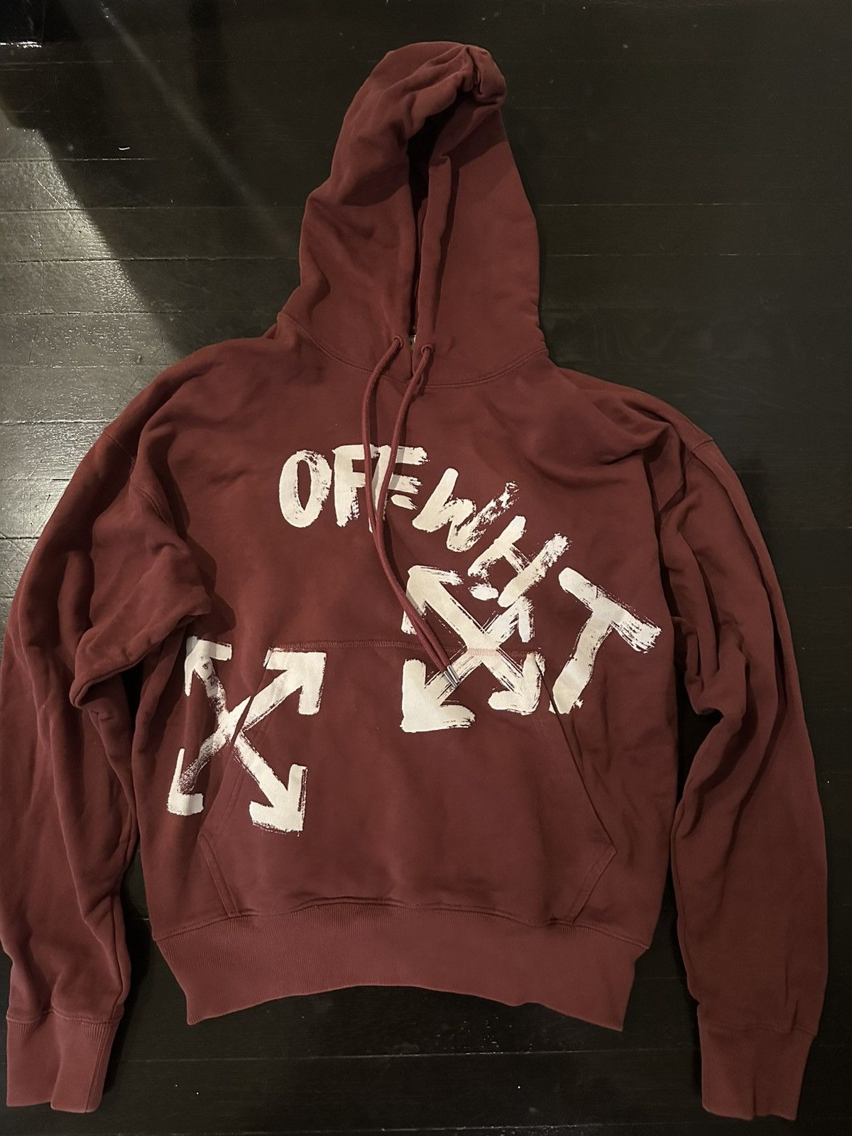 Off-White Off White white paint over script hoodie Size US M / EU 48-50 / 2 - 1 Thumbnail