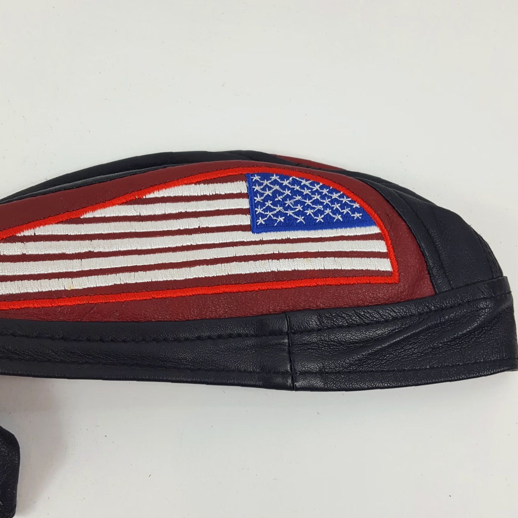 Vintage VINTAGE Sheep Leather USA Flag Motorcycle Skull Cap Headwrap Men One Size Black 90s Biker Skull 80s Y2K Athletic Outdoor Size ONE SIZE - 5 Thumbnail