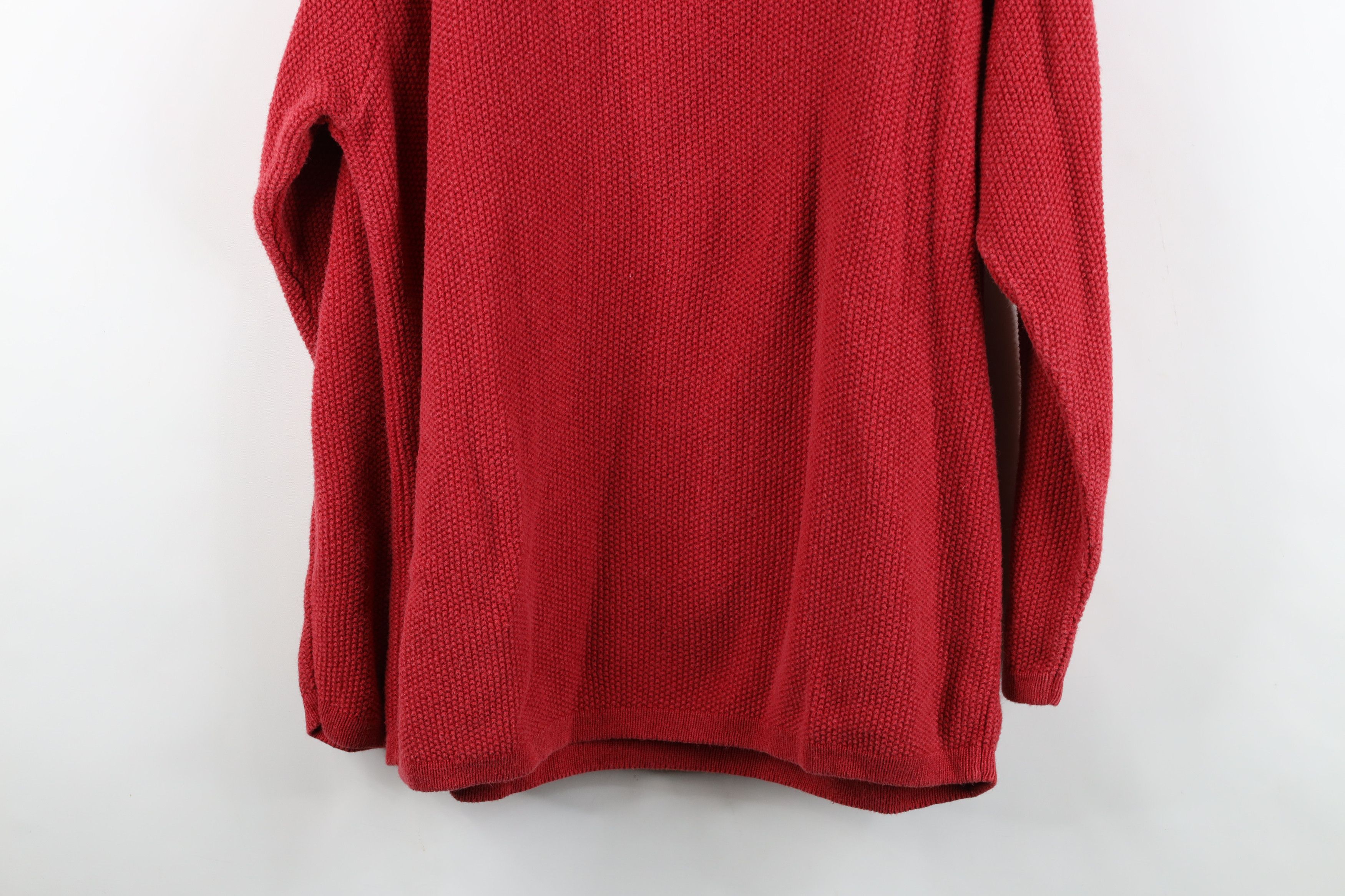 Vintage Vintage 90s Streetwear Blank Thermal Knit Henley Sweater Red Size US L / EU 52-54 / 3 - 10 Thumbnail