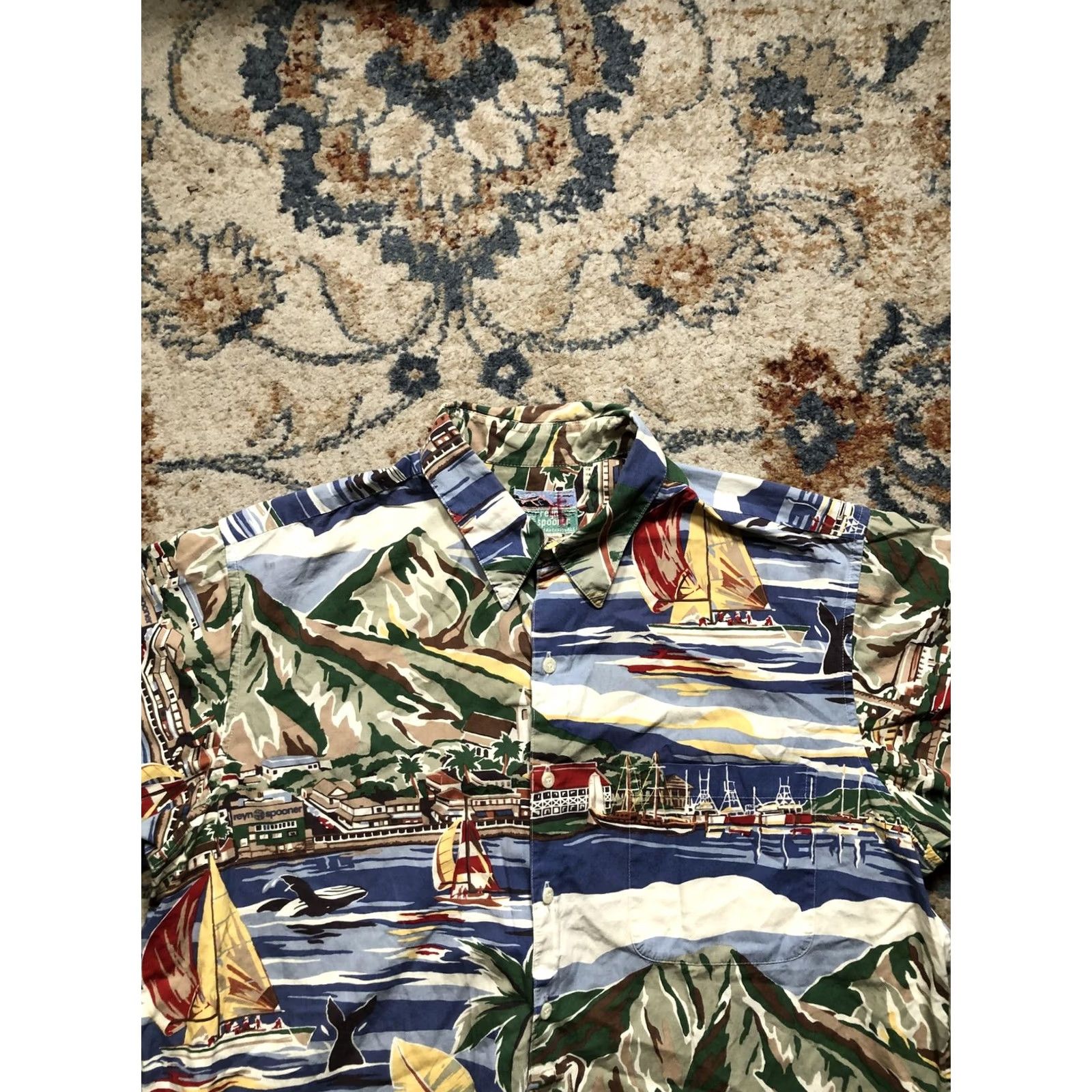 Reyn Spooner Reyn Spooner Shirt Mens L Blue Hawaiian Aloha Sailboats Whales Made Hawaii Button-Up Short Sleeve Size US L / EU 52-54 / 3 - 2 Thumbnail