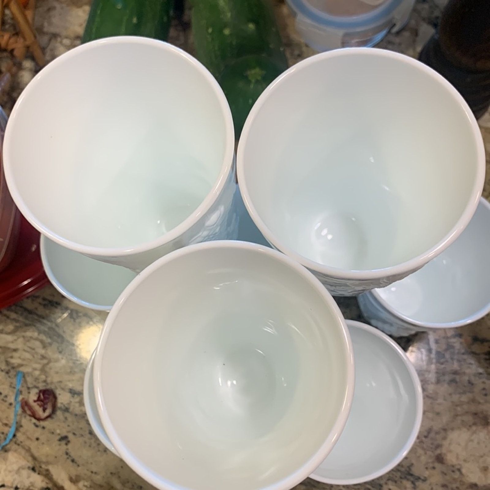 Vintage 8 Milk glass tumblers,grape vine pattern Size ONE SIZE - 5 Thumbnail
