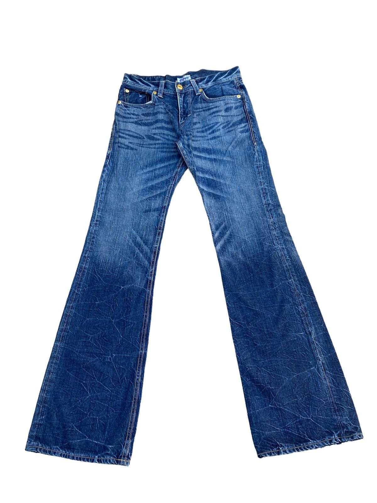 パンツ Vintage Faded flare denim All American Vintage Faded Denim Flare Jeans - Navy Stitch