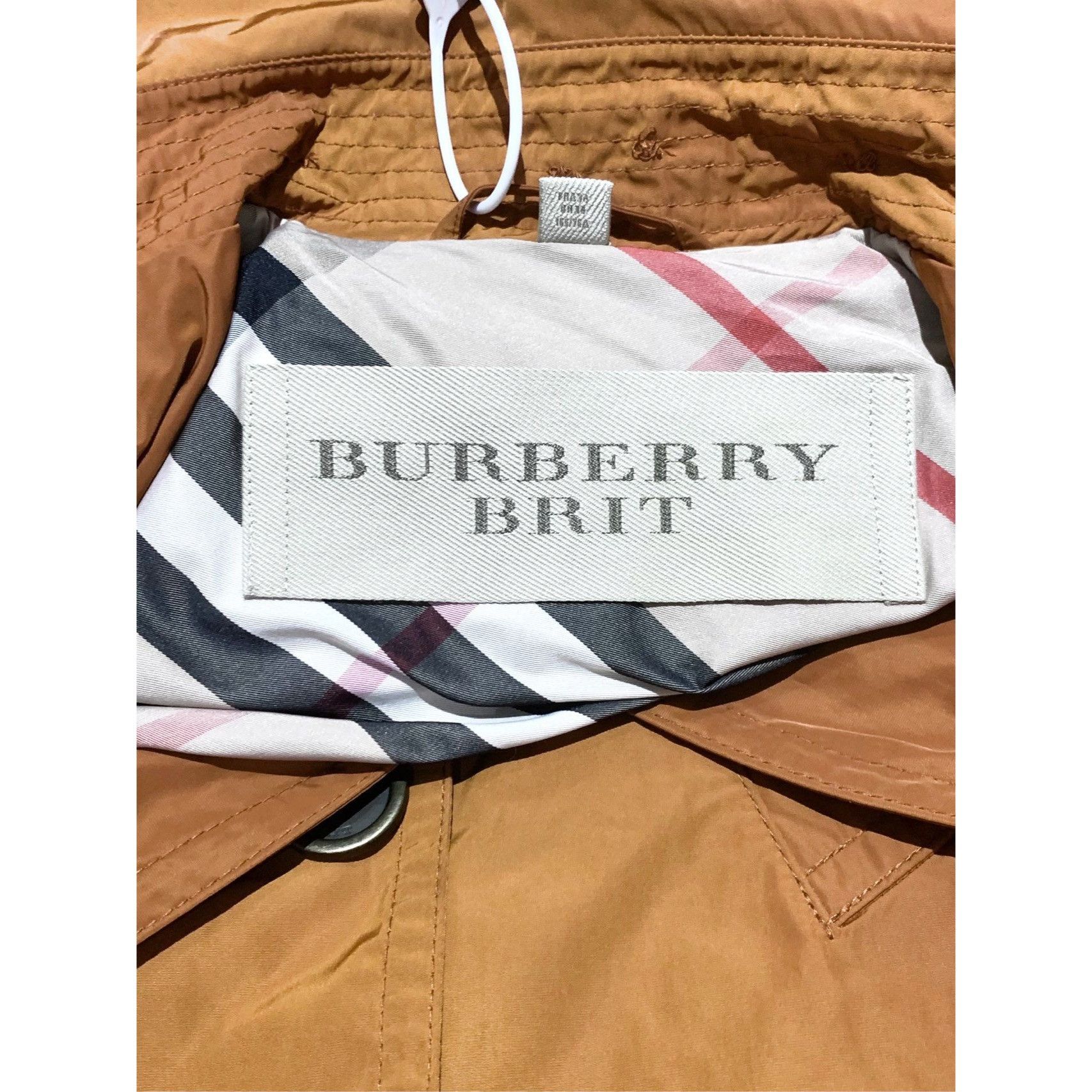 Burberry Burberry Brit Orange Double-Breasted Trench Coat With Belt & Size XS / US 0-2 / IT 36-38 - 2 Thumbnail