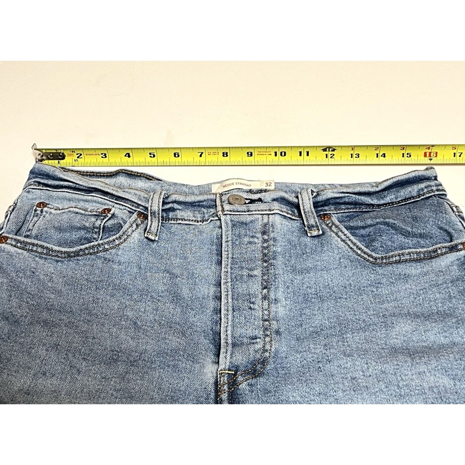 Levi's Levi's Jeans Womens 32x27 Blue Wedgie Straight Denim Button Fly Distressed Pattern Solid Size 24" / US 00 / IT 34 - 3 Thumbnail