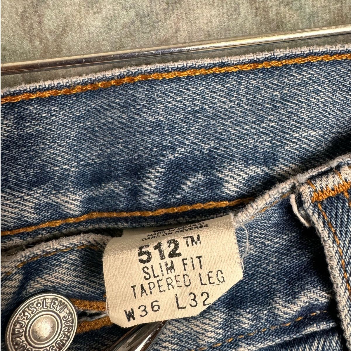 Levi's × Vintage VTG 90s Levis 512 Denim Jeans 36x32 Slim Fit Tapered Leg Size US 36 / EU 52 - 5 Thumbnail