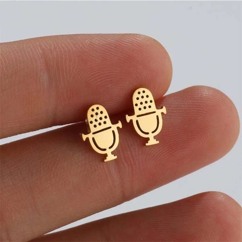Jewelry Microphone Stud Earrings Charm Earring Gift Size ONE SIZE - 1 Thumbnail