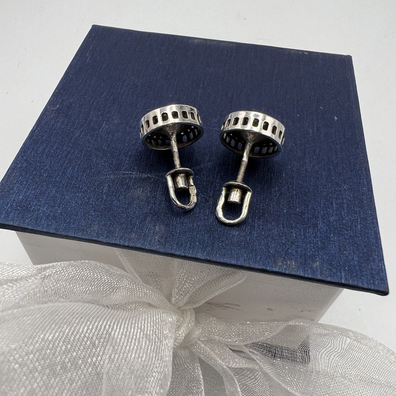 Vintage Vintage Stud Ear Earrings Sterling Silver 925 Signed 4.3 gr Size ONE SIZE - 7 Thumbnail