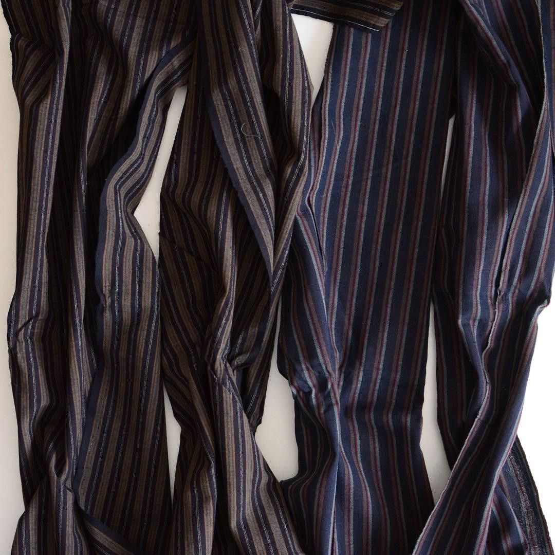 Handmade × Japanese Brand × Vintage Japanese Fabric Scraps Cotton Stripe Pattern Set of 4 Size ONE SIZE - 1 Thumbnail