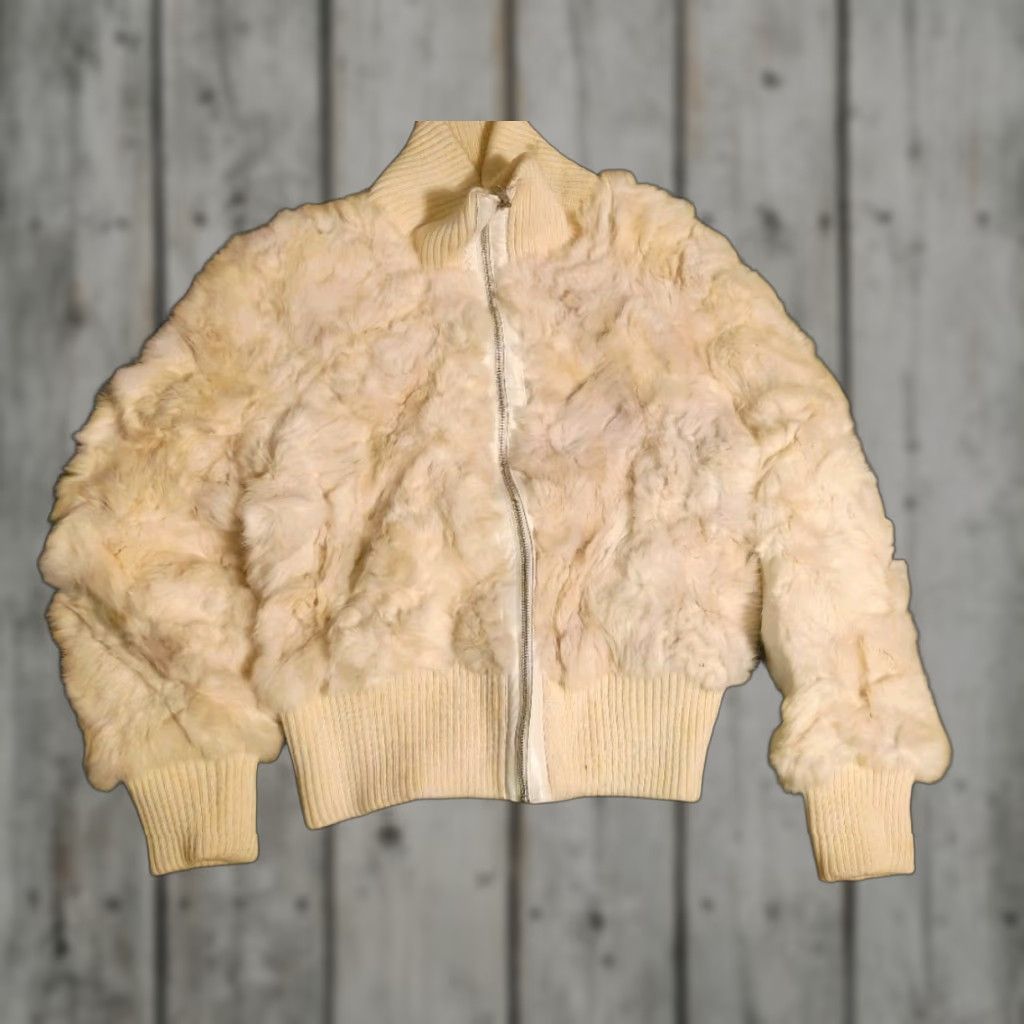 Vintage Wilsons Leather Bomber Jacket L White Knit Fur Trim Zipper Pockets Collared Casual Women Size L / US 10 / IT 46 - 1 Thumbnail