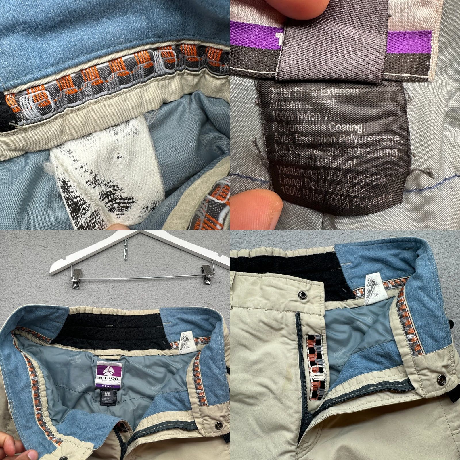 Burton Burton Toast Snow Pants Mens XL Beige Khaki Snowboarding Ski Pants with Pockets Zipper Rise High 34 In Inseam Casual Regular Nylon Polyester Mens Size US 36 / EU 52 - 10 Thumbnail