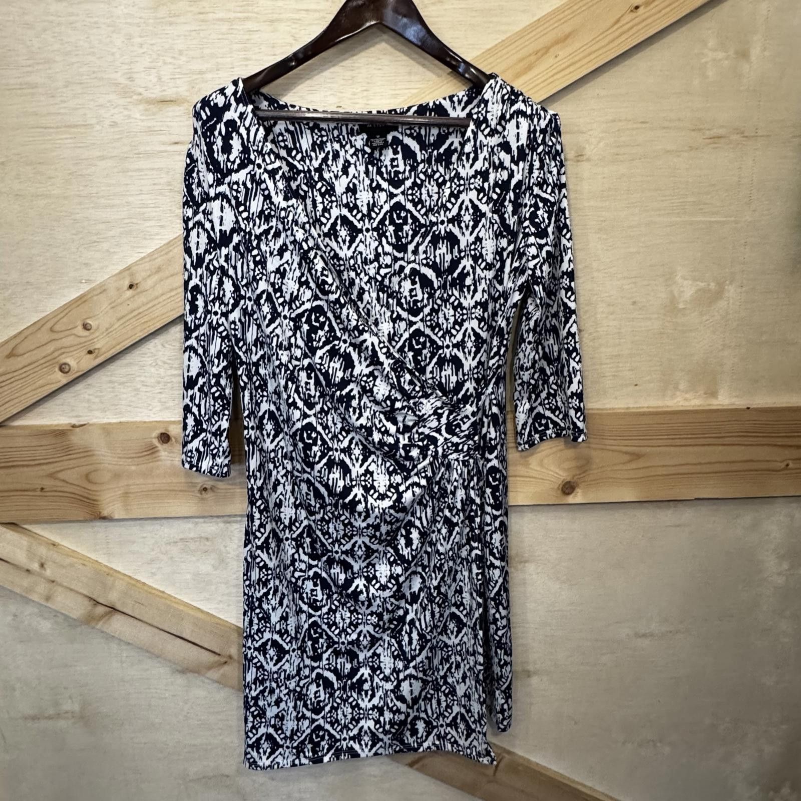 Designer AA Studio Women's Size 12 Navy and White Wrap Dress Midi Size XL / US 12-14 / IT 48-50 - 3 Thumbnail