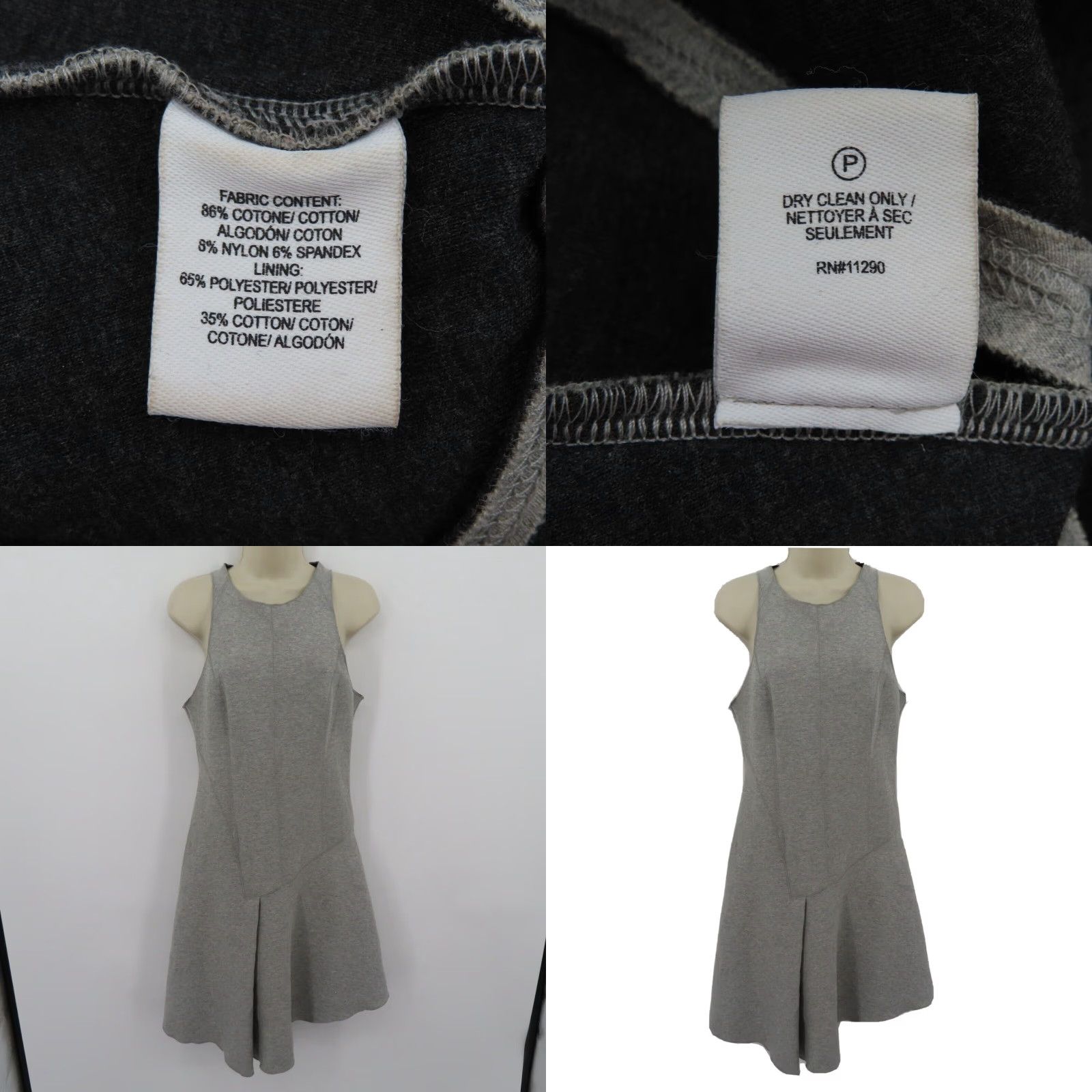 Vintage Derek Lam 10 Crosby Womens Dress Gray Scuba Sleeveless Asymmetrical Fit Flare 4 Size S / US 4 / IT 40 - 9 Thumbnail
