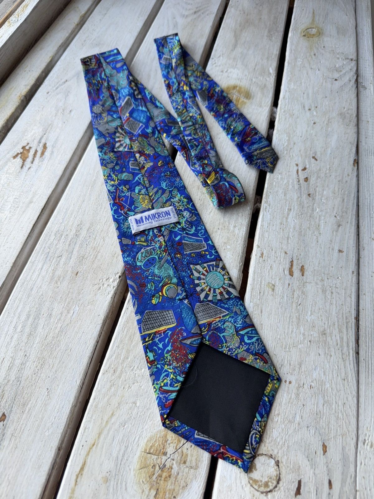 Other Mikron Futuristic Abstract Tie Tech Sci-Fi Print Blue Size ONE SIZE - 4 Thumbnail