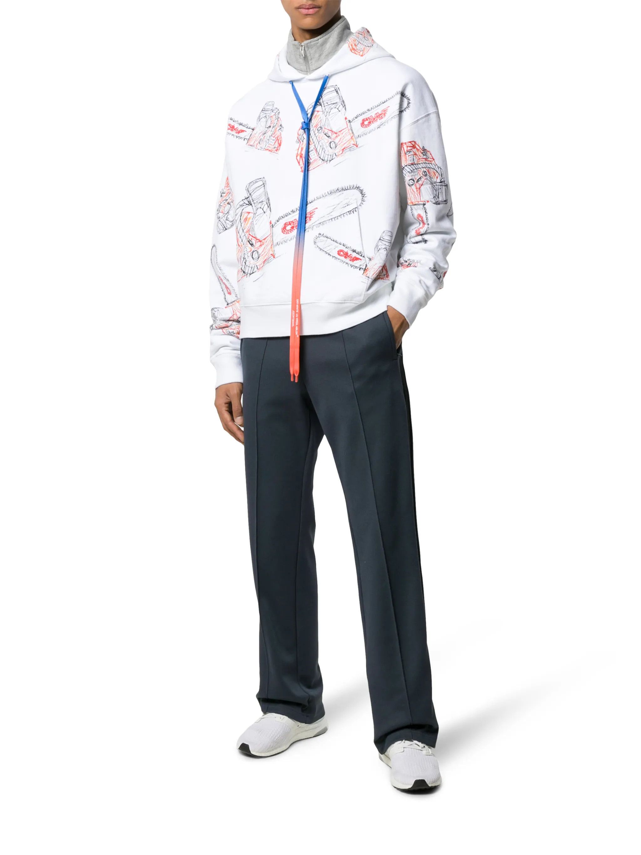 Off-White White Chainsaw Logo Print Oversized Hoodie Size US M / EU 48-50 / 2 - 3 Thumbnail