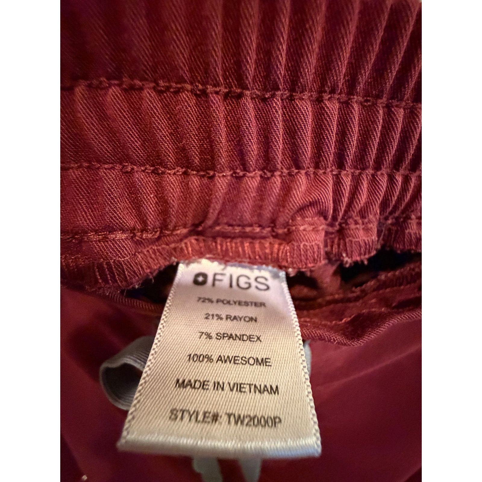 Unowned Womens Figs TW2000P Yola Skinny Scrub Pants Burgundy-Medium Size 30" / US 8 / IT 44 - 4 Thumbnail