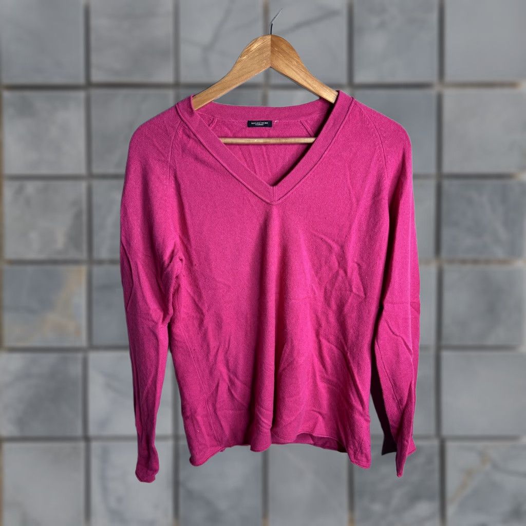 Vintage Magaschoni Cashmere Sweater Womens Small Pink V Neck Pullover Knit Long Sleeve Size S / US 4 / IT 40 - 1 Thumbnail