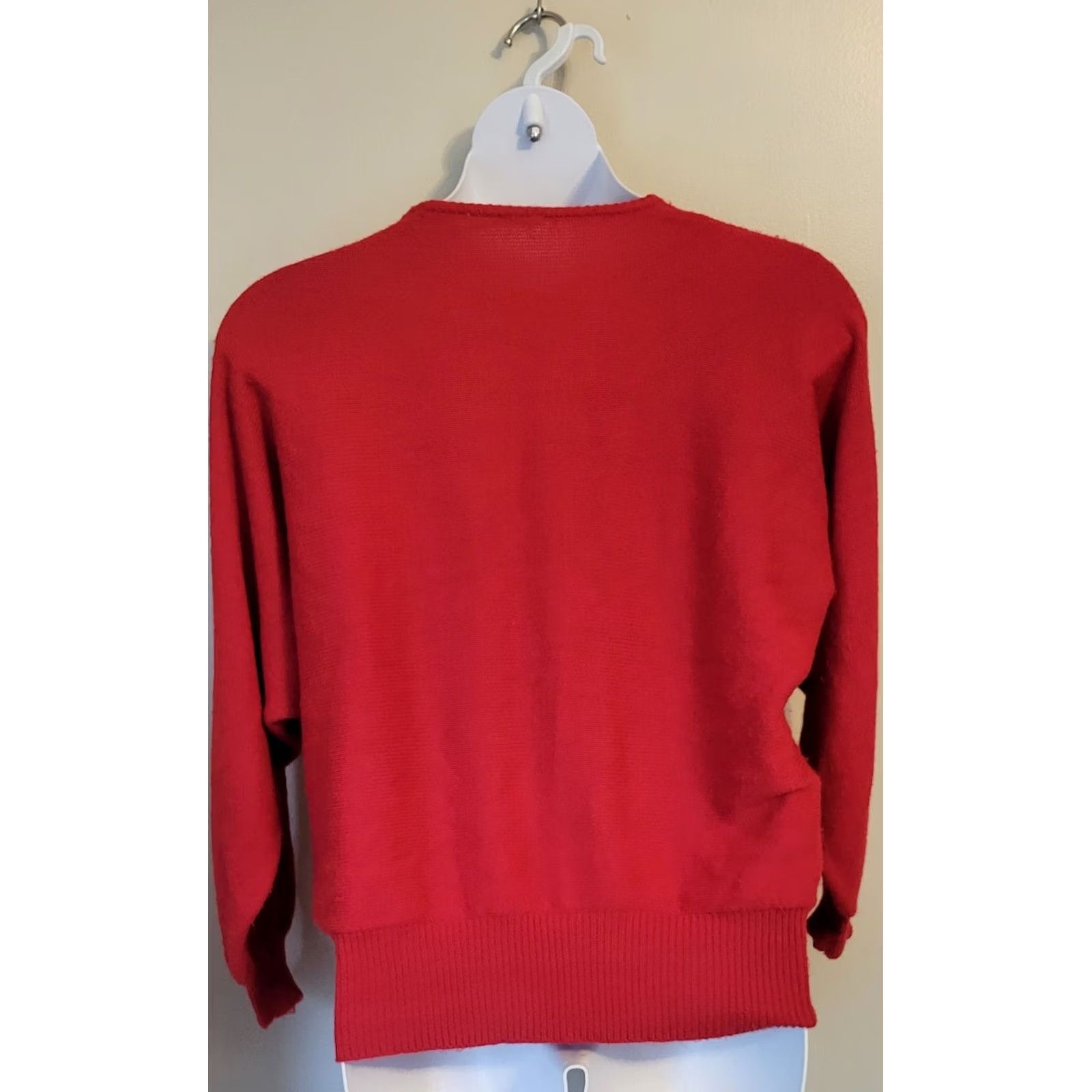 Vintage VINTAGE Debra Martin Beaded Red Faux Cashmere XL Sweater 1980s Beaded Womens Size XL / US 12-14 / IT 48-50 - 4 Thumbnail