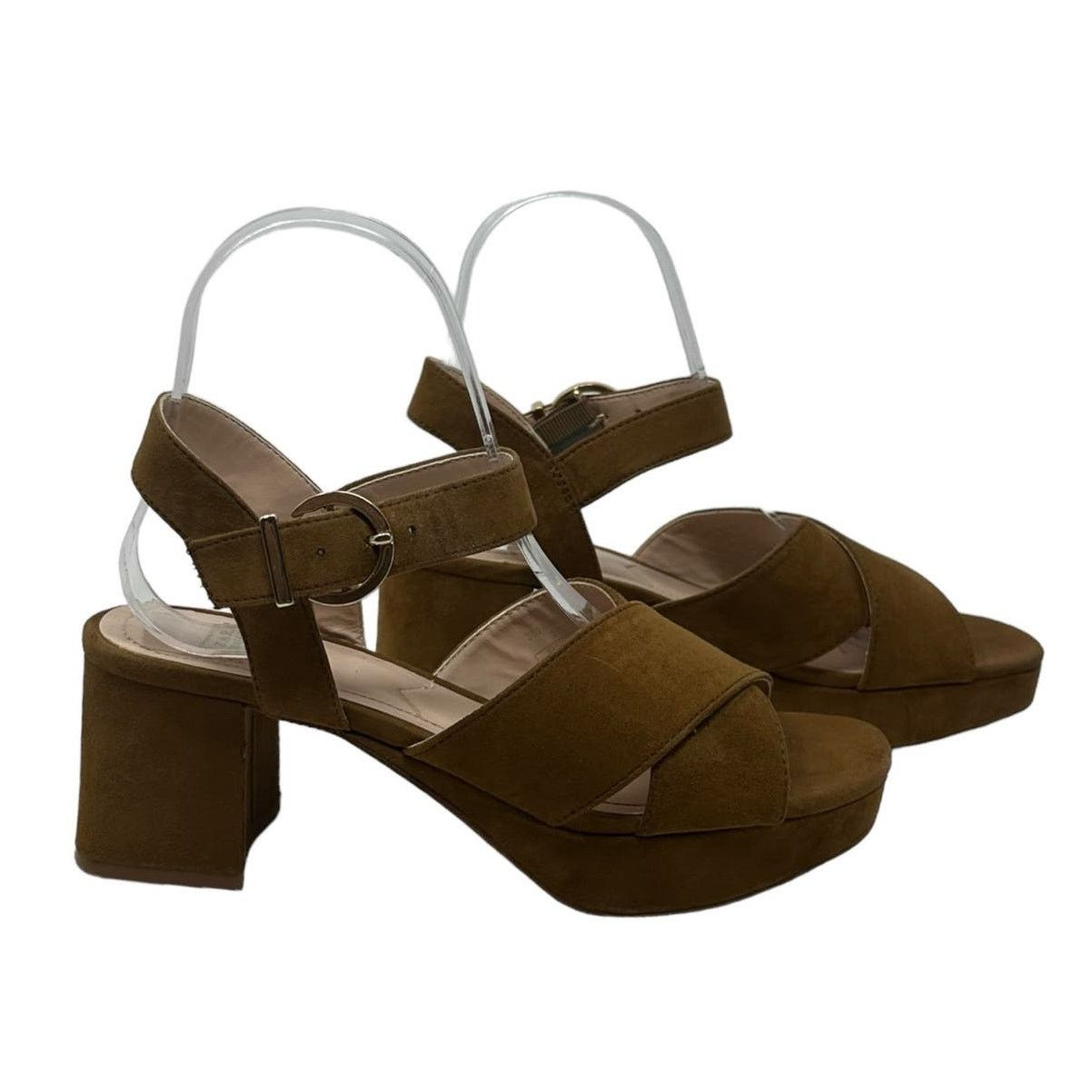 Zara Zara brown suede platform block heel sandals size 36 Size US 6 / IT 36 - 8 Thumbnail