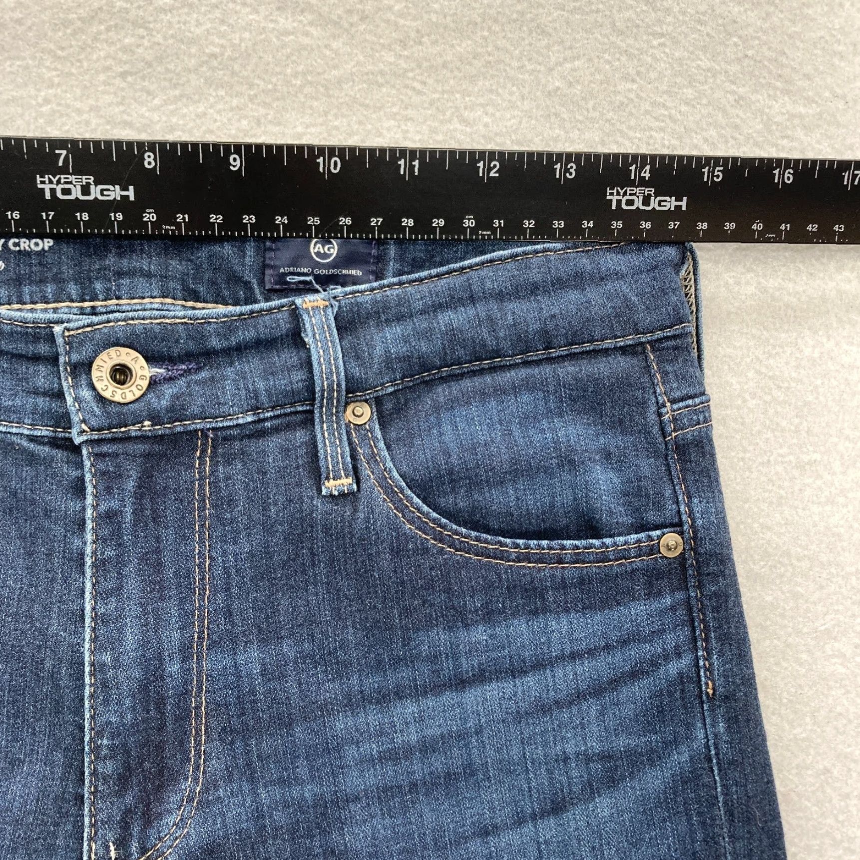 Farah AG Adriano Goldschmied The Farrah Skinny Crop Women's 27 Dark Blue Denim Jeans Size 27" / US 4 / IT 40 - 6 Thumbnail