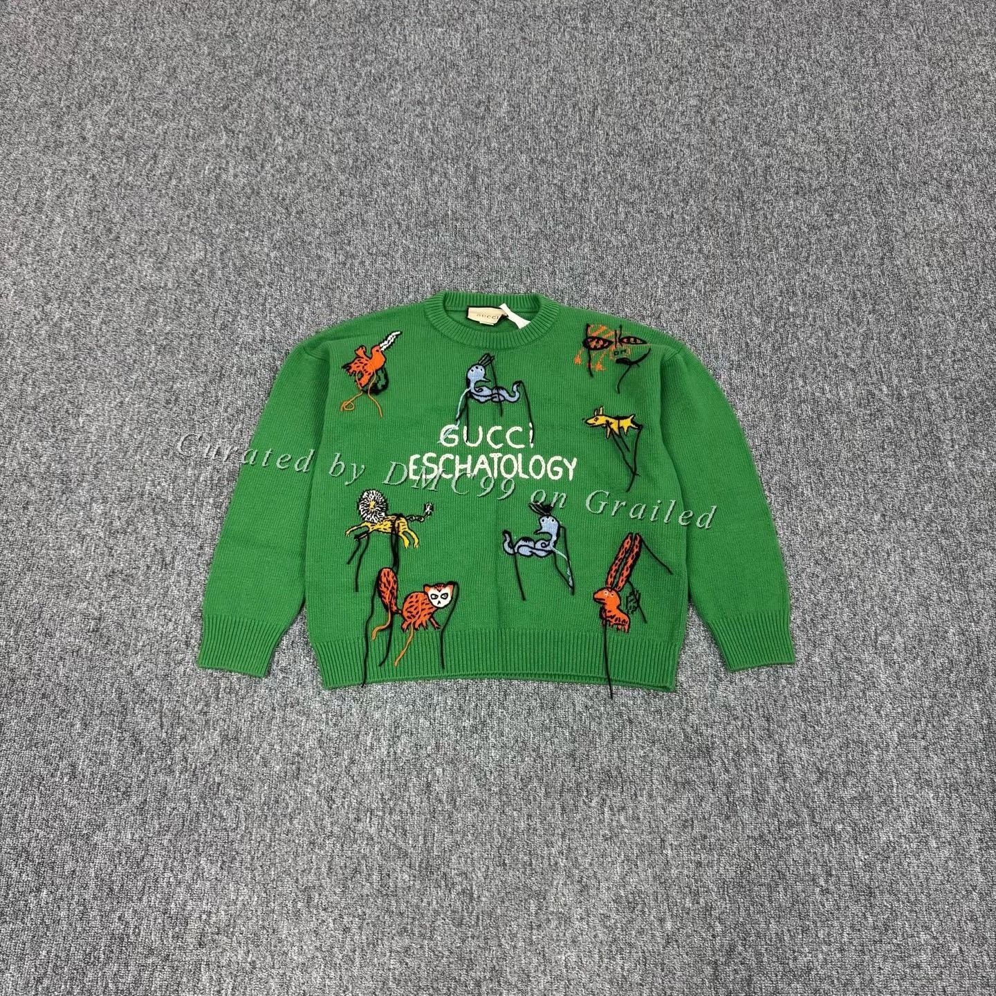 Gucci Gucci Green Animal Embroidery Logo Knit Sweater Size US M / EU 48-50 / 2 - 1 Thumbnail