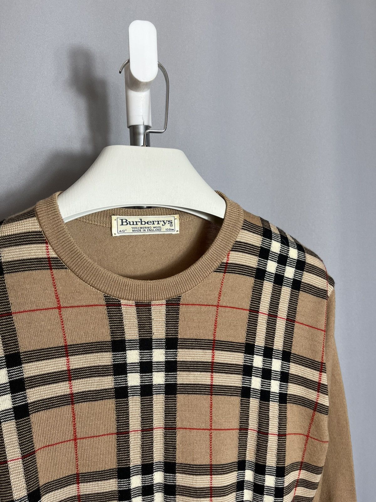 Burberry Burberry’s Vintage Nova Check Men’s Light Beige Wool Sweater Size US M / EU 48-50 / 2 - 4 Thumbnail