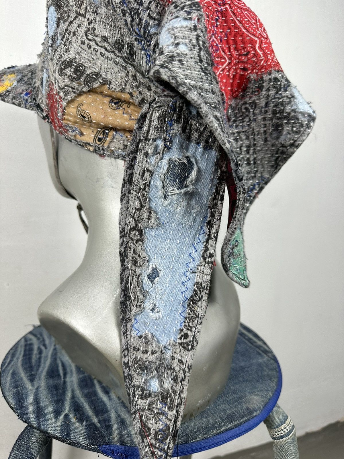 Handmade Custom Made Distressed Paisley patchwork 2 way Mask/hats Size ONE SIZE - 20 Thumbnail