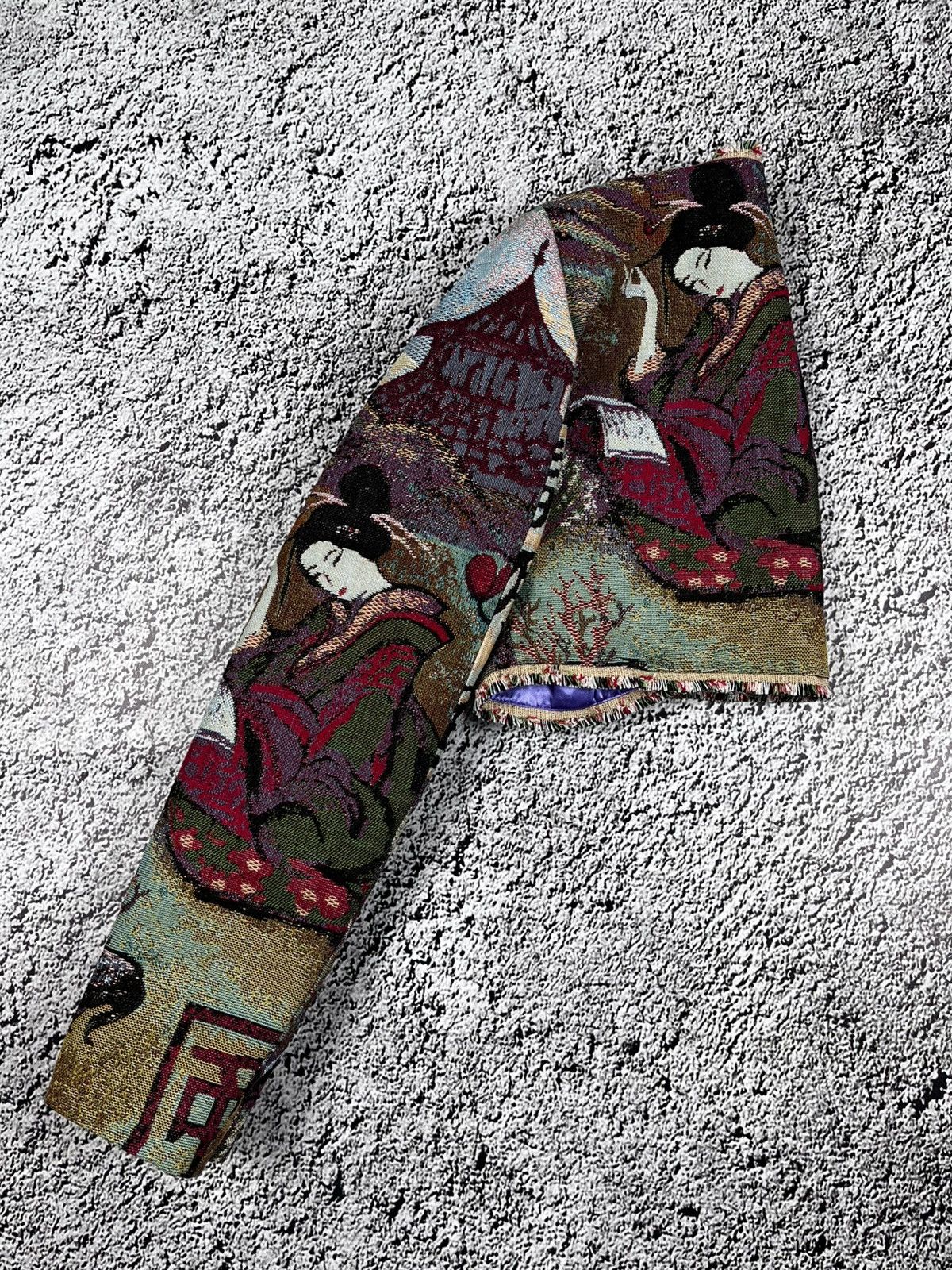 Handmade Vintage Japanese Geisha Tapestry Cropped Bolero Jacket Size S / US 4 / IT 40 - 10 Thumbnail