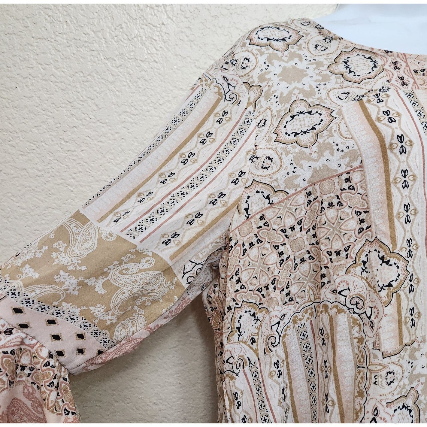 Other Cato Tan Black Pink Floral Print Bell Ruffled Sleeves Top XL Size XL / US 12-14 / IT 48-50 - 3 Thumbnail
