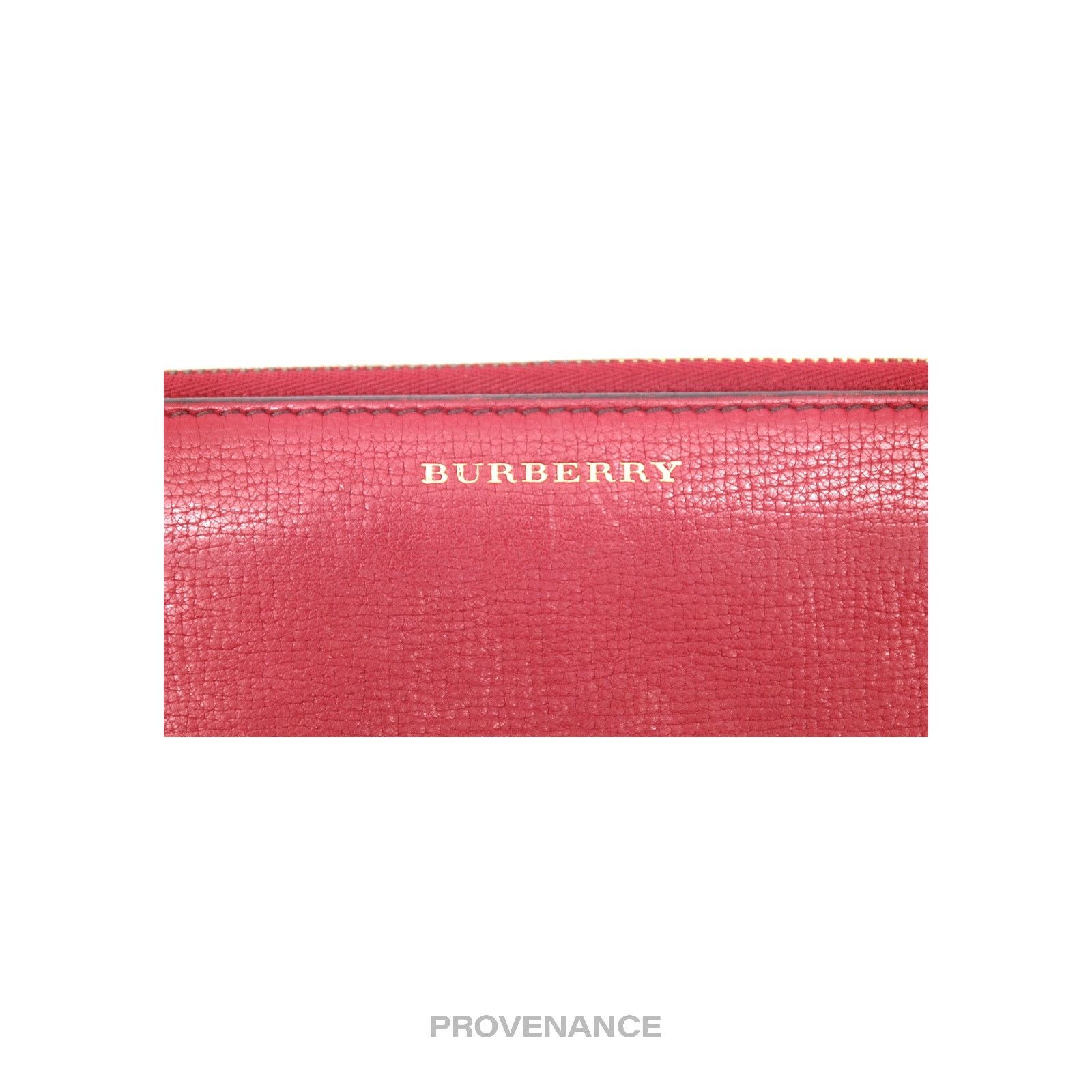 Burberry 🔴 Burberry Logo Zip Long Wallet - Red Nova Check Size ONE SIZE - 4 Thumbnail