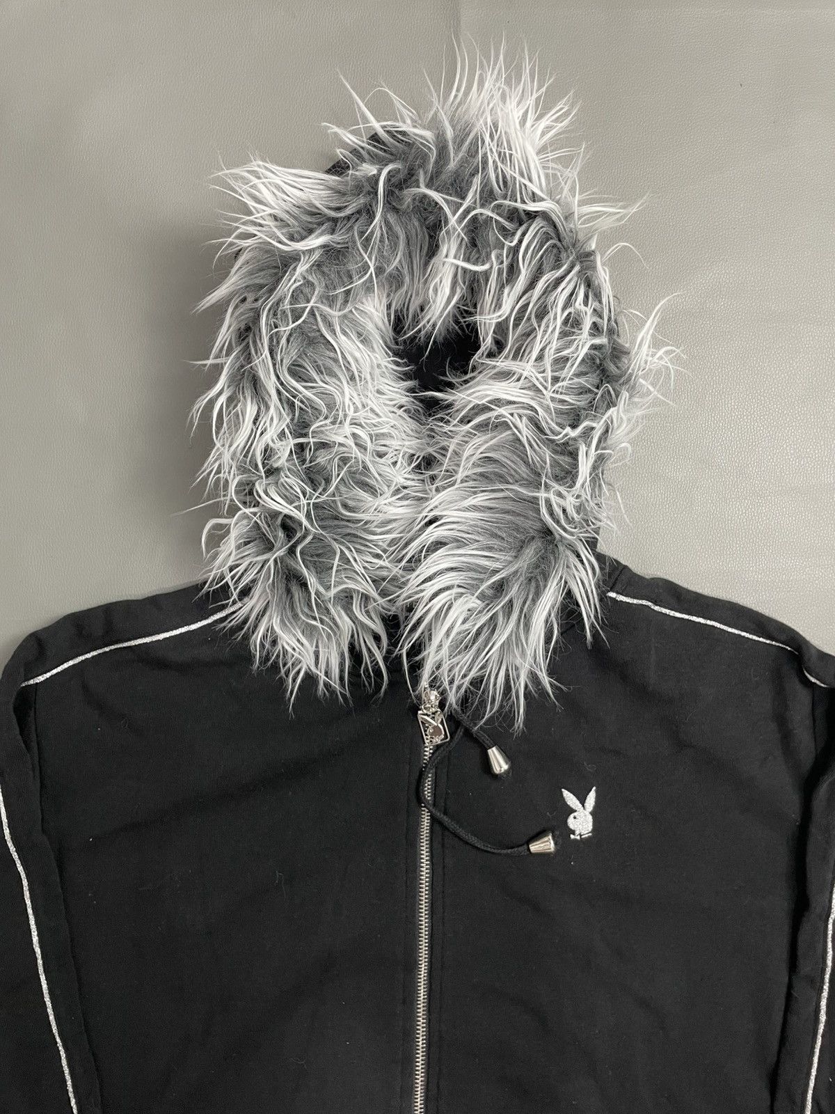 Japanese Brand Playboy Vintage Zip Black Fur Hoodie Size US L / EU 52-54 / 3 - 2 Thumbnail