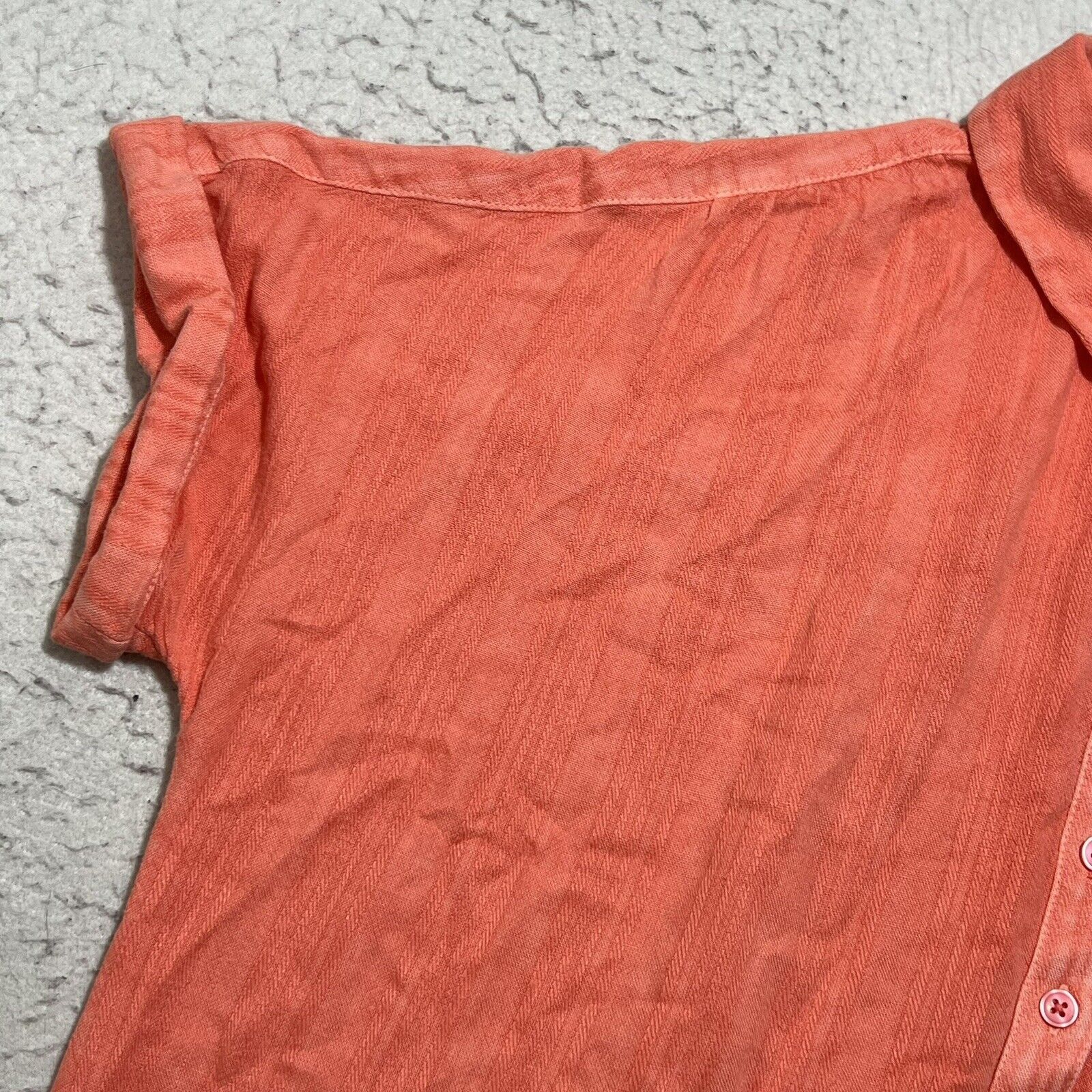 Chicos Chico's Large Linen Blend Short Sleeve Half Button Up Shirt Size L / US 10 / IT 46 - 6 Thumbnail