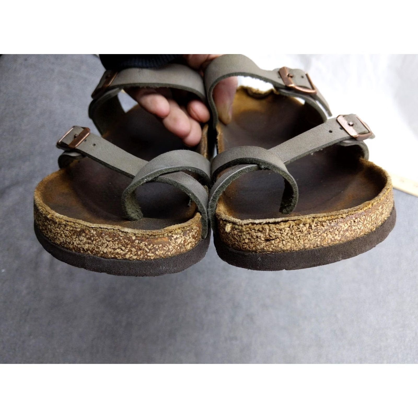Birkenstock Birkenstock Mayari Sandals Womens 7 38 Gray Strappy Cork Toe Loop Footbed Size US 7 / IT 37 - 6 Thumbnail