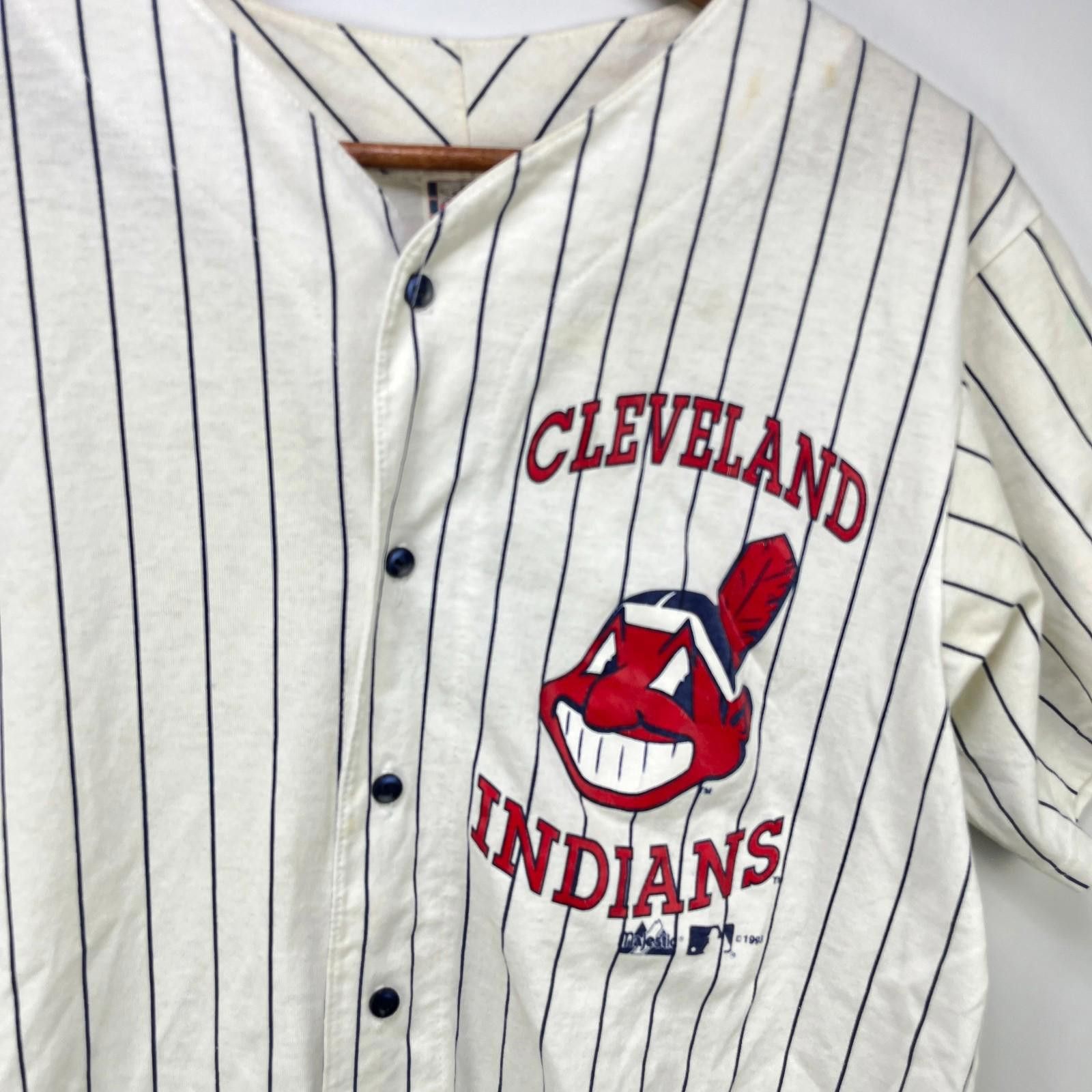 Other Vintage 90s Cleveland Indians Pinstripe Button-Up Jersey XL Size ONE SIZE - 2 Thumbnail